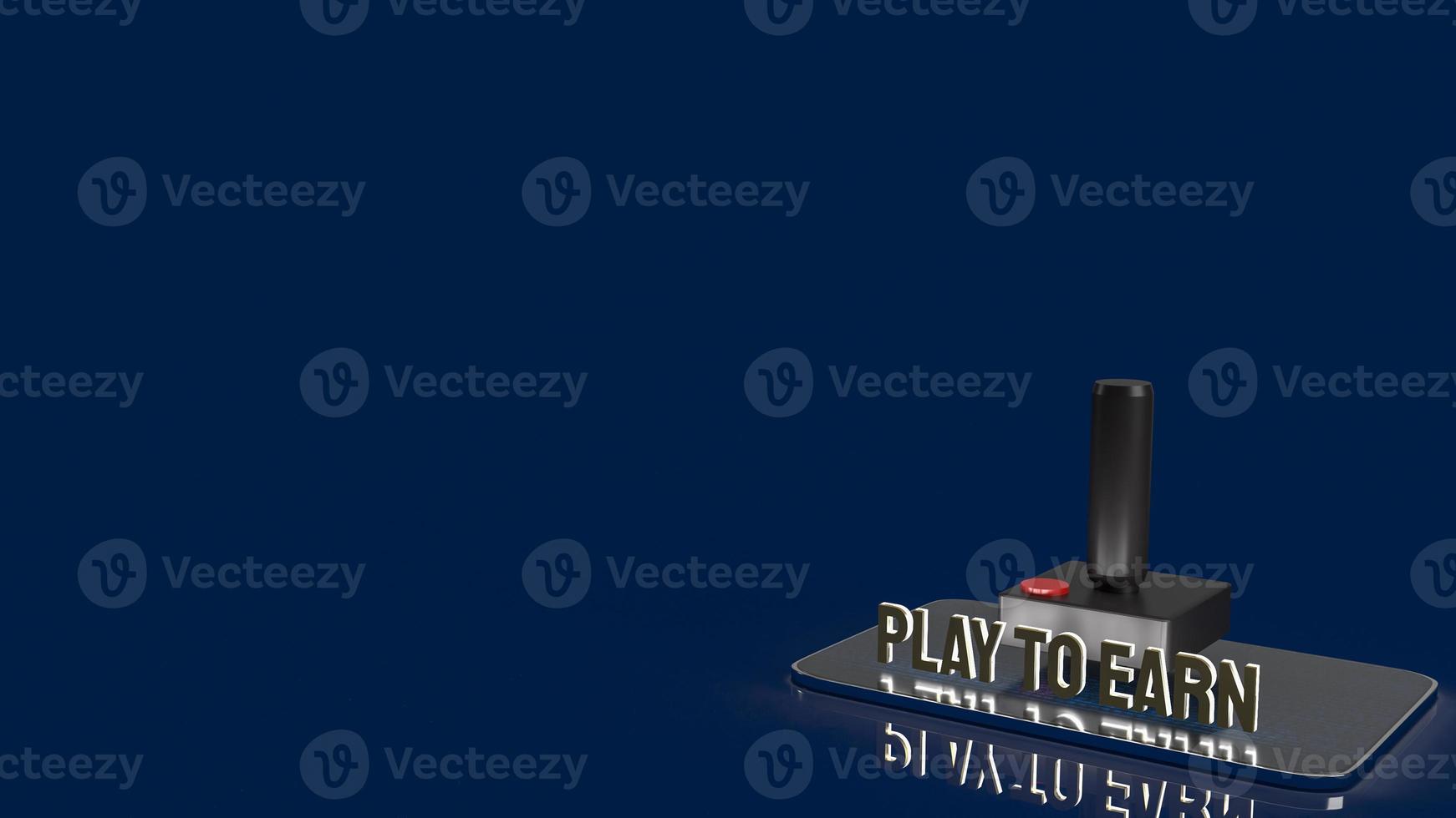 The joystick and play to earn text for game nft or technology  concept 3d rendering photo