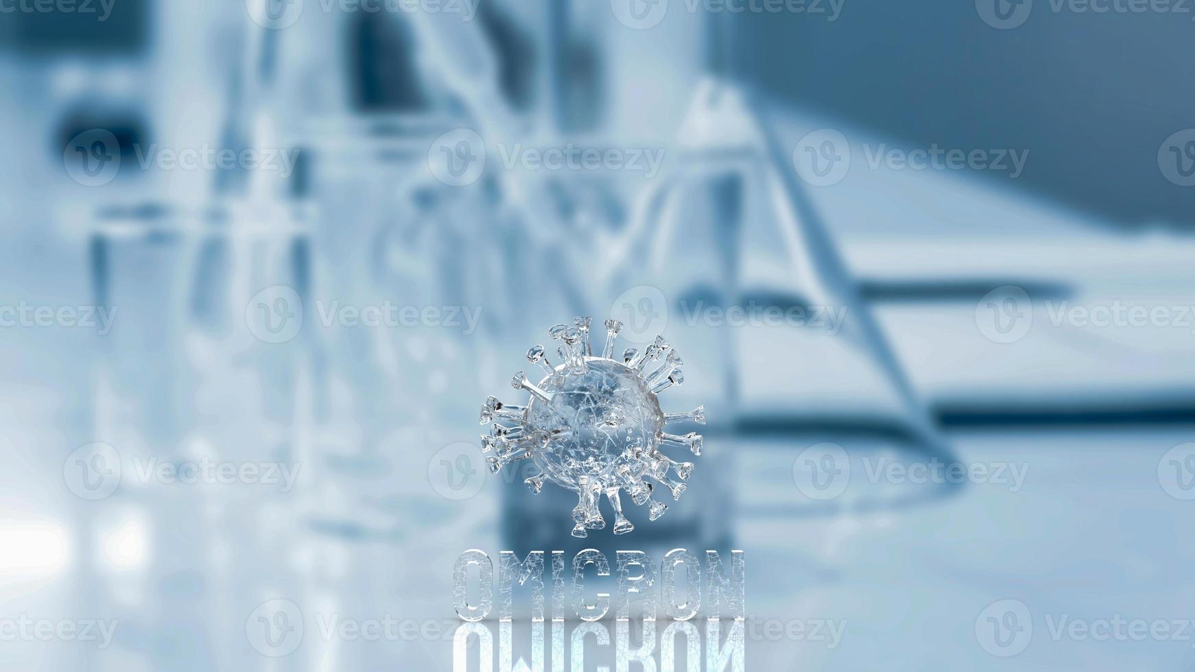 The virus omicron on lab background for covid 19 or medical concept 3d rendering photo