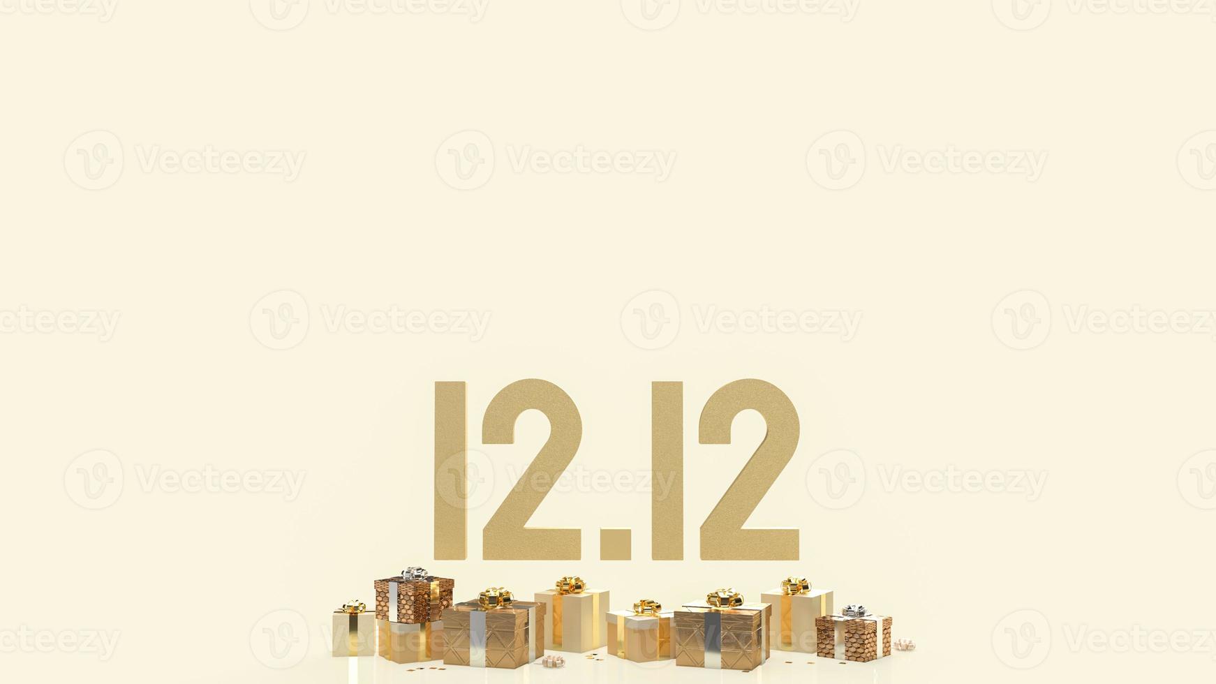 The 12.12 and gold giftboxs for business and holiday concept 3d rendering photo