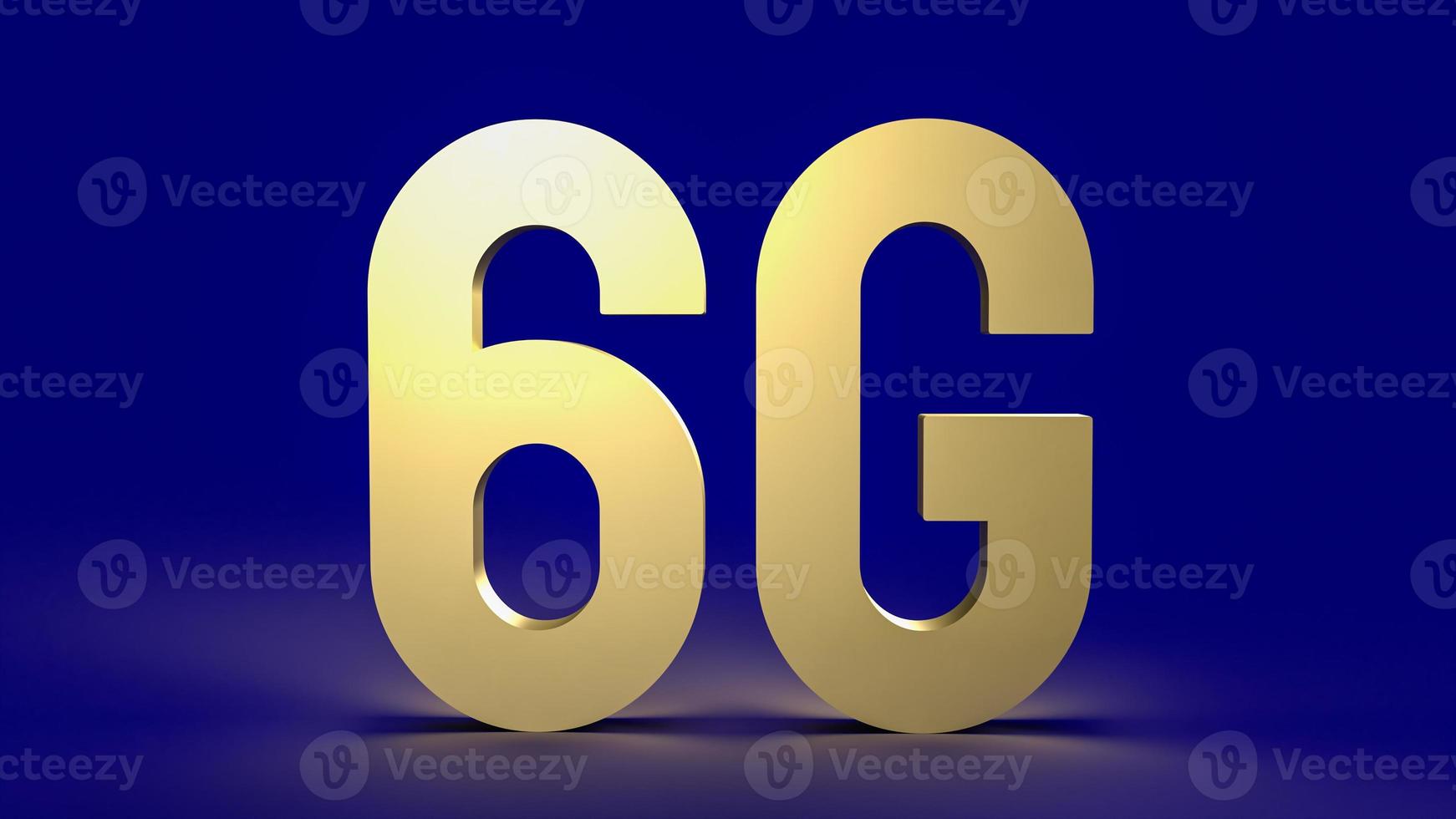 gold 6g on blue background for technology communications concept 3d rendering photo