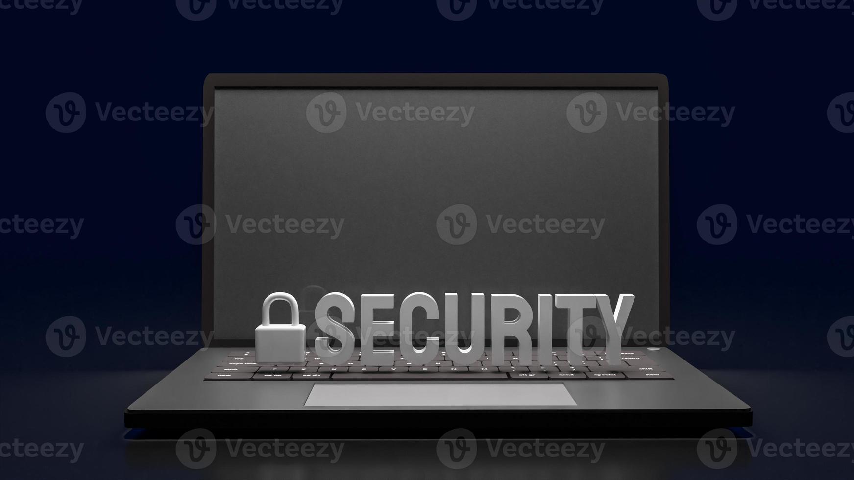 The notebook and security text for protection concept 3d rendering photo