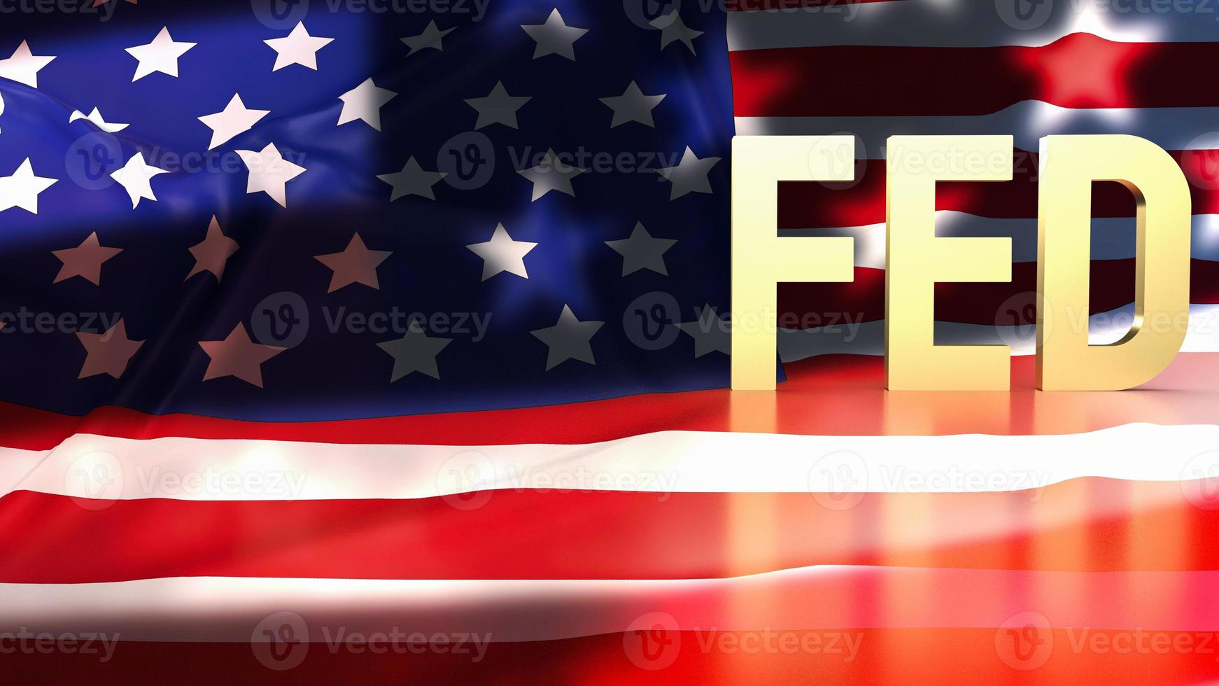 The gold text fed on Usa flag background for business concept 3d rendering photo