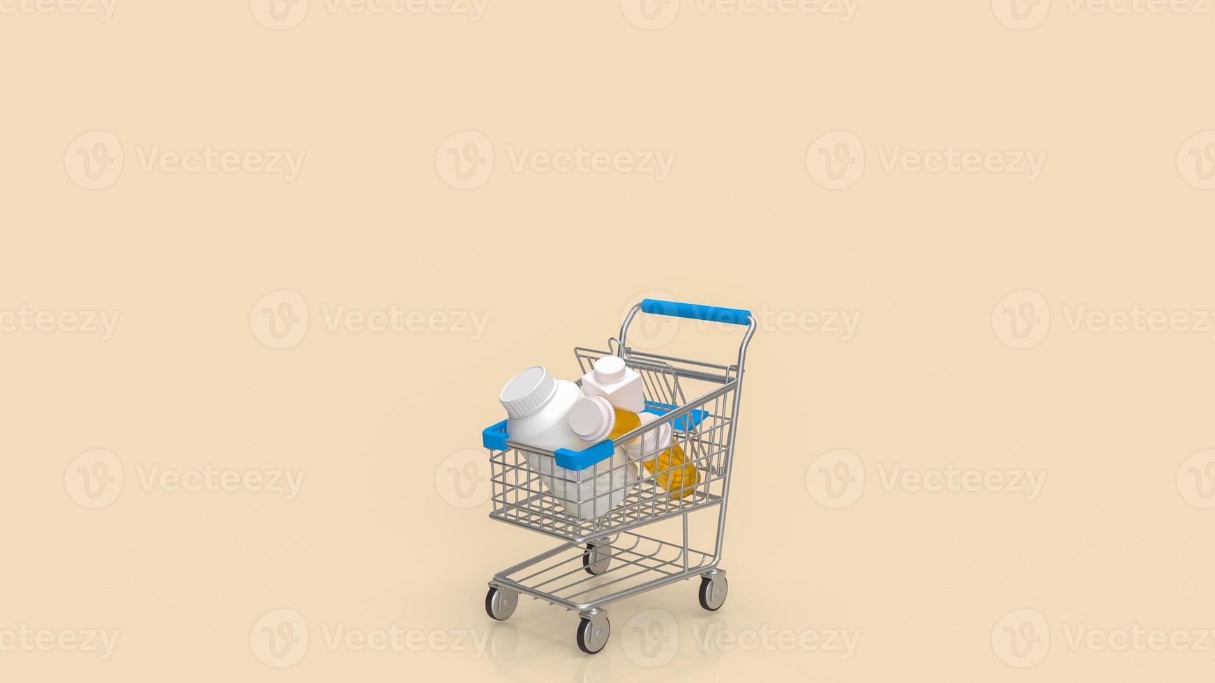 The drug in shopping cart for medical or drug concept 3d rendering photo