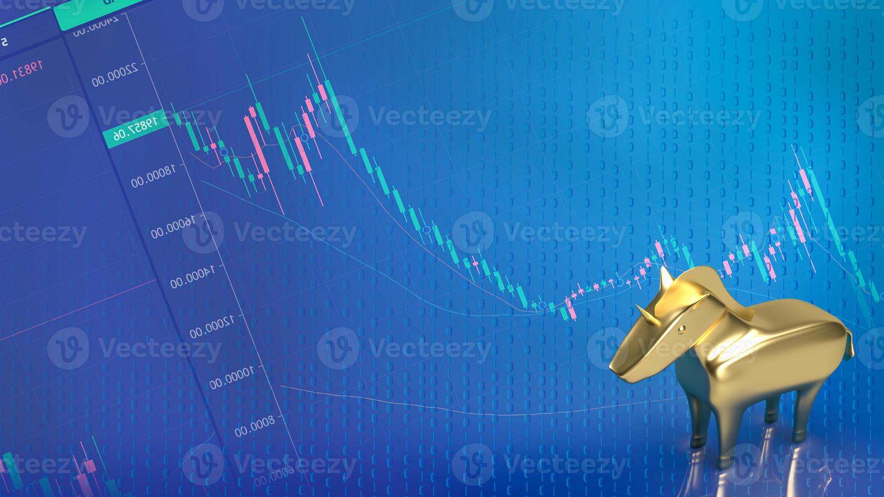 gold unicorn on business background  3d rendering photo