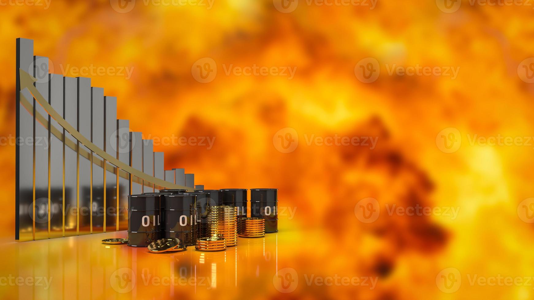 The oil tank and chart on tablet for business or gas concept 3d rendering photo