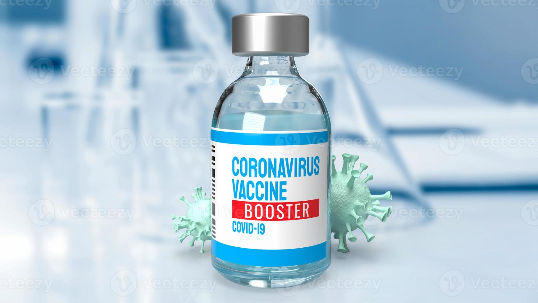 The vaccine booster and virus  in lab  for medical  or sci concept 3d rendering photo