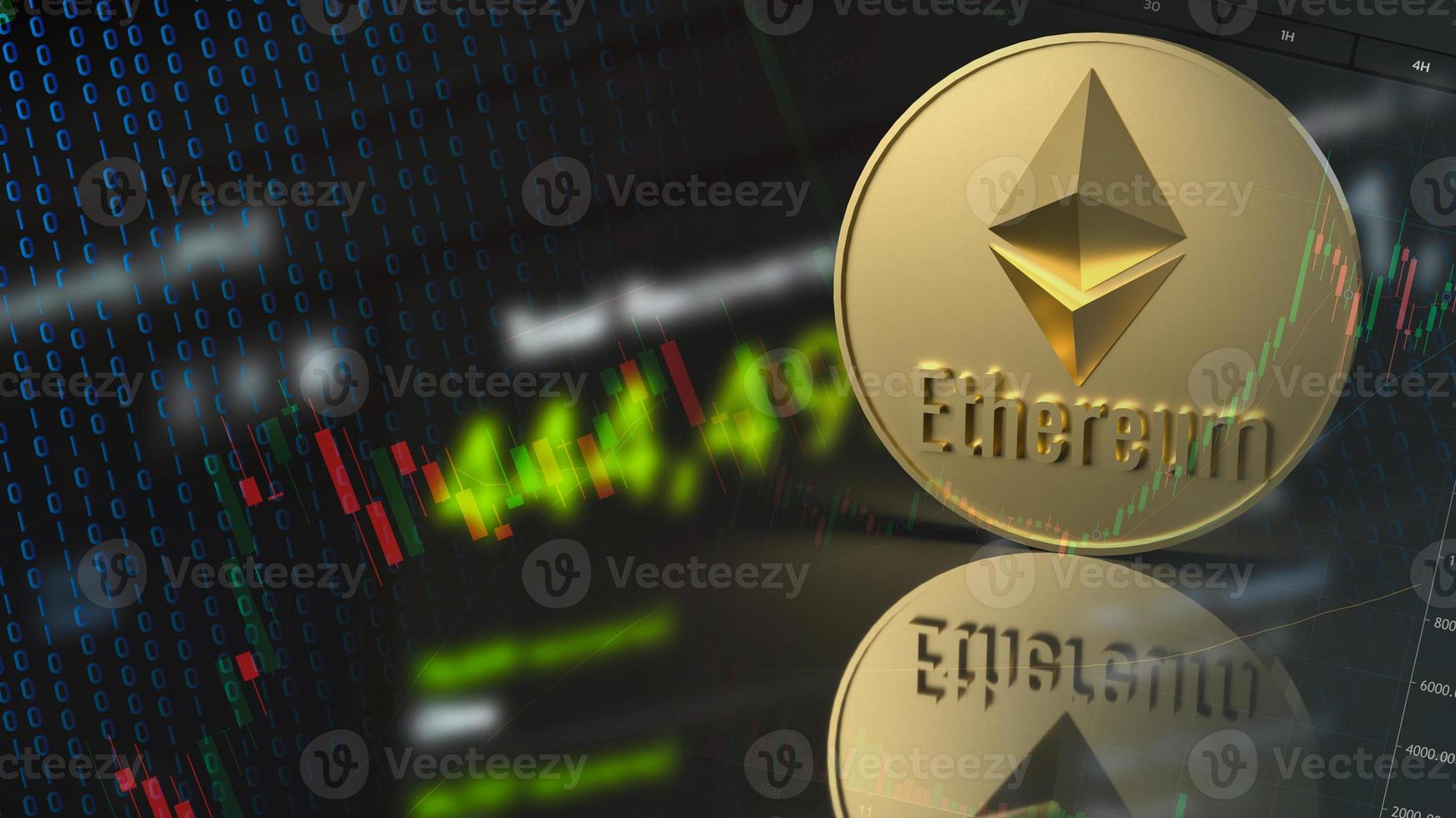 ethereum coin for  cryptocurrency concept 3d rendering. photo