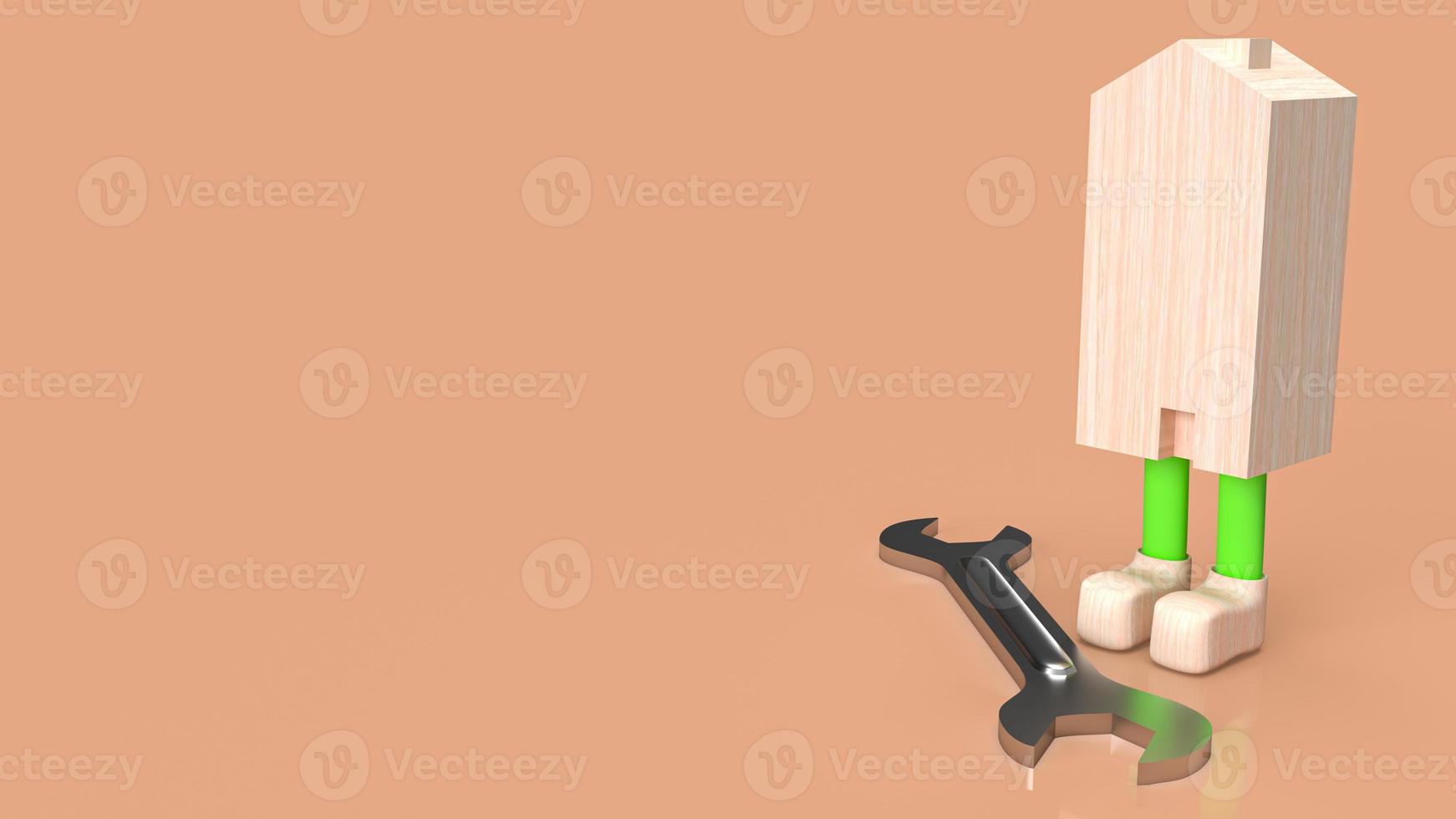 home and wrench for property or building concept 3d rendering photo