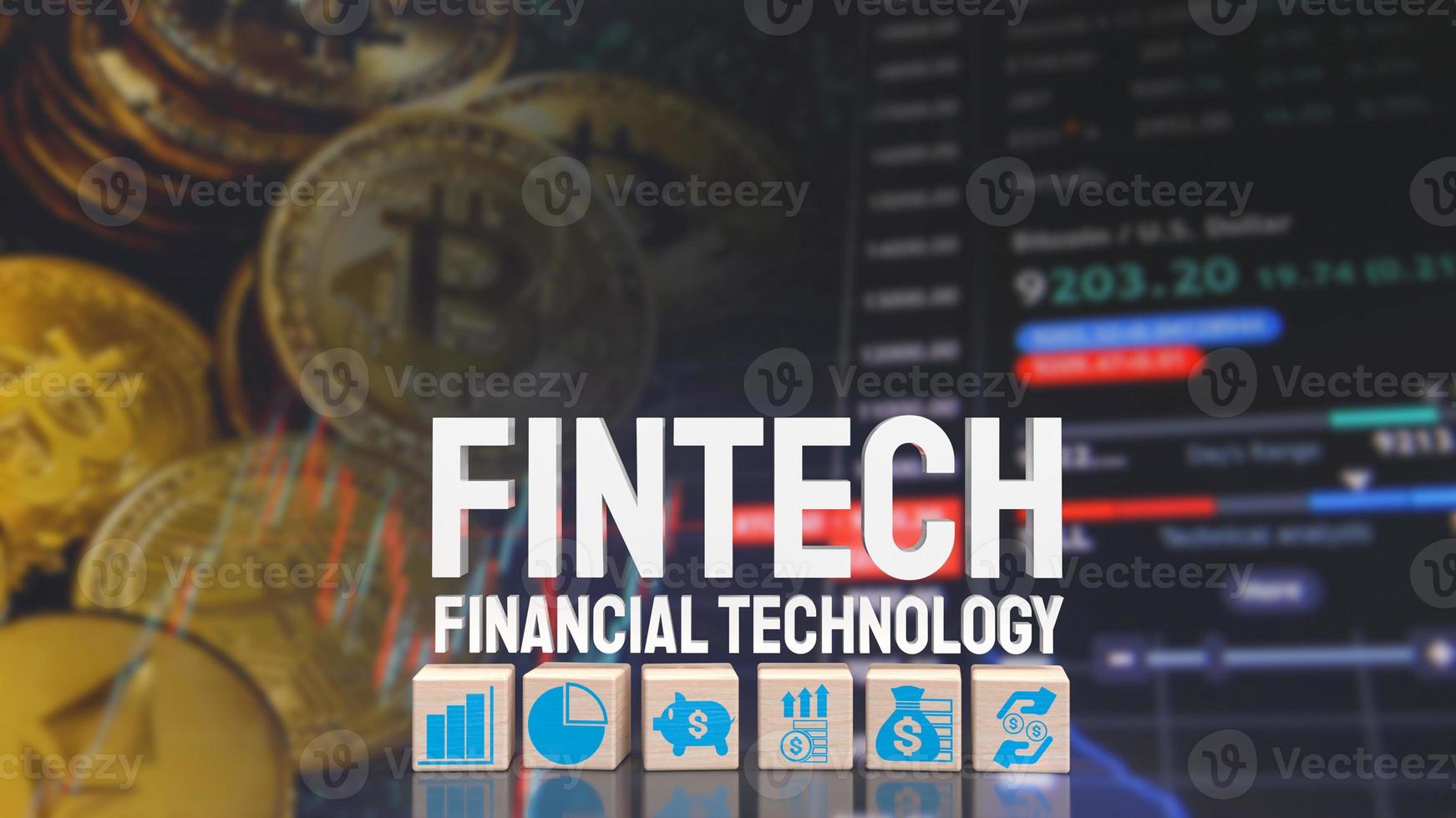 The fintech word on business background  for technology concept 3d rendering photo