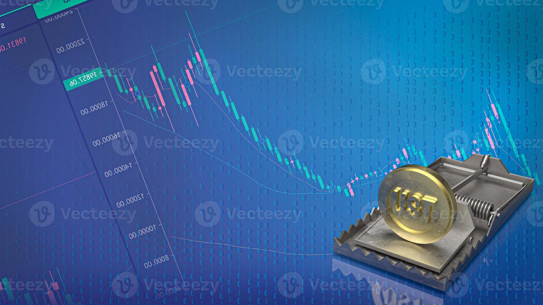 The ust coin on trap for business or cryptocurrency concept 3d rendering photo