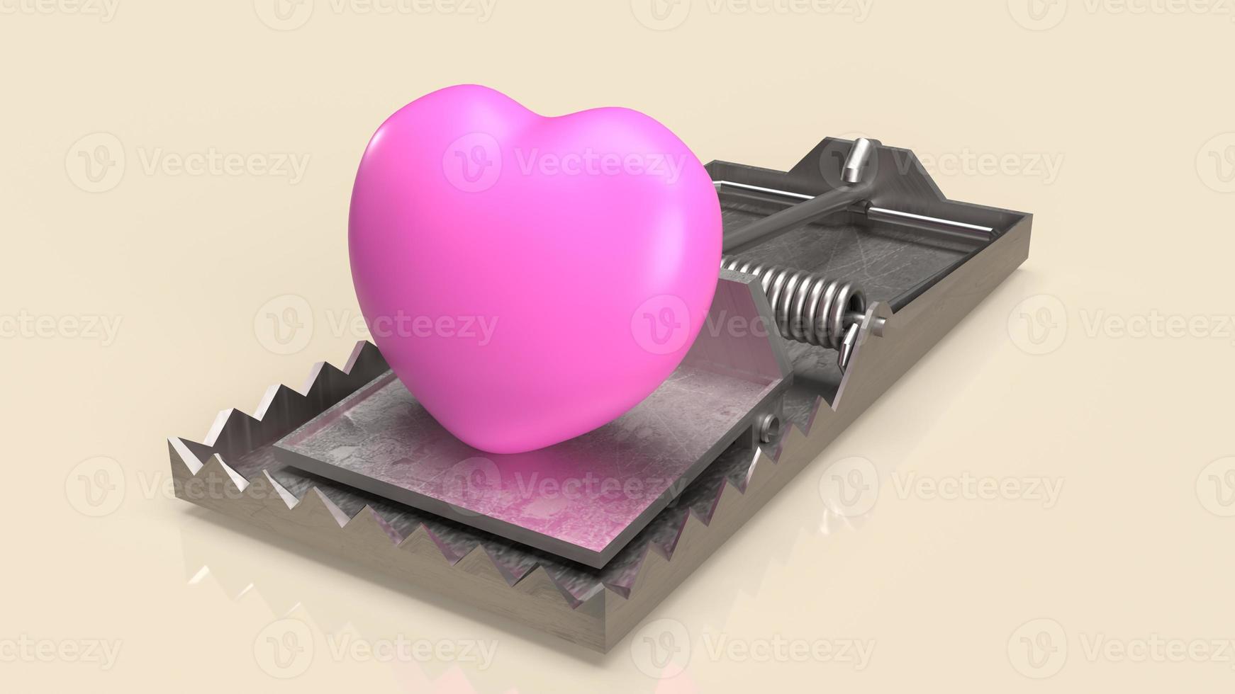 pink heart  on trap for abstract concept 3d rendering photo