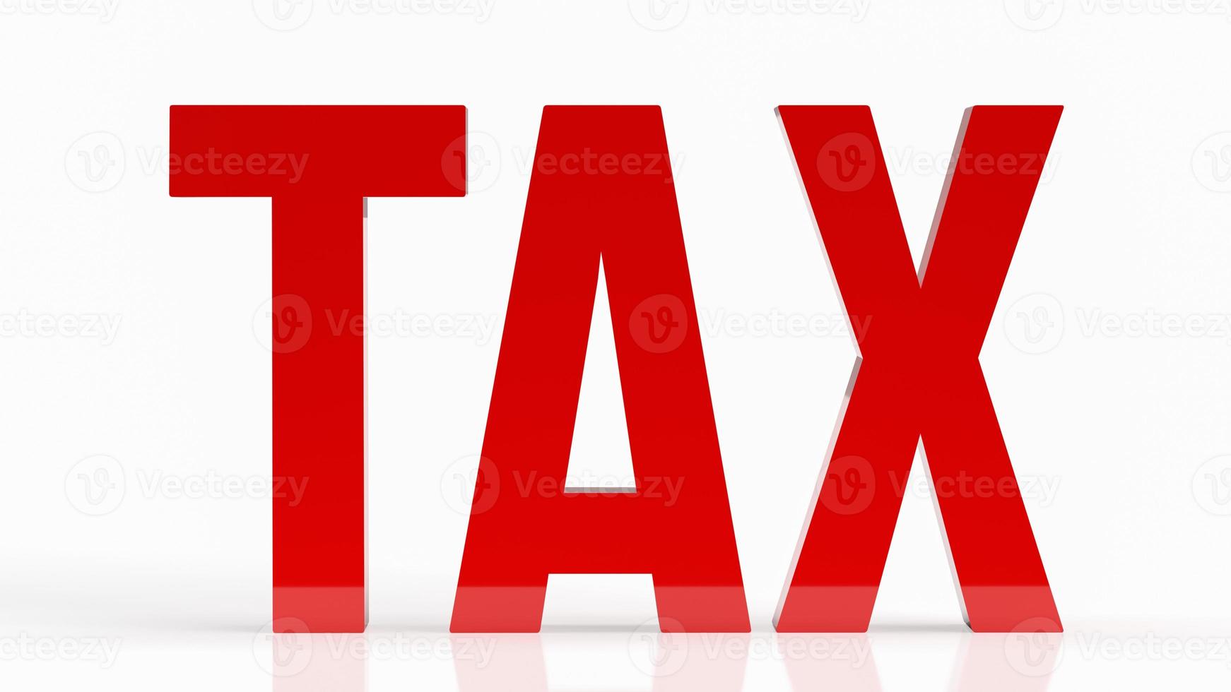 el impuesto rojo sobre fondo blanco para la representación 3d del concepto de negocio foto