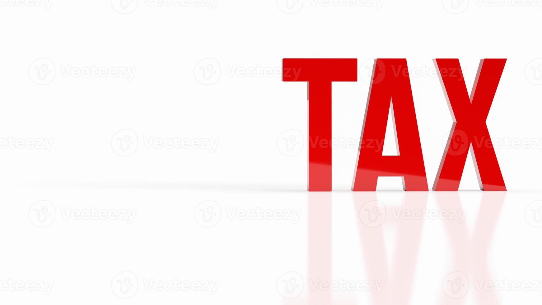 The red tax on white  background  for business concept 3d rendering photo