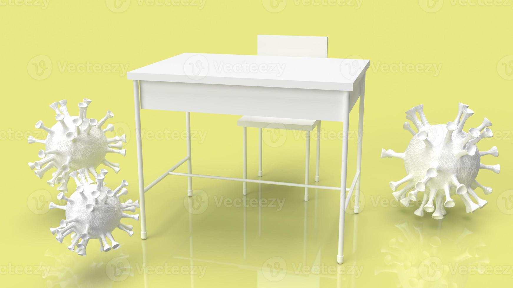 The school table and virus for coronavirus crisis in school concept 3d rendering photo
