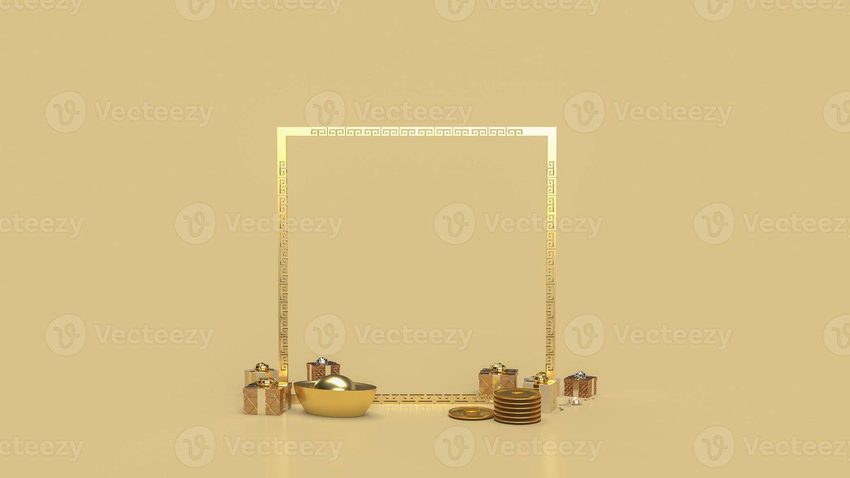 gold 2022 and gift boxes  for Chinese new year  concept 3d rendering photo