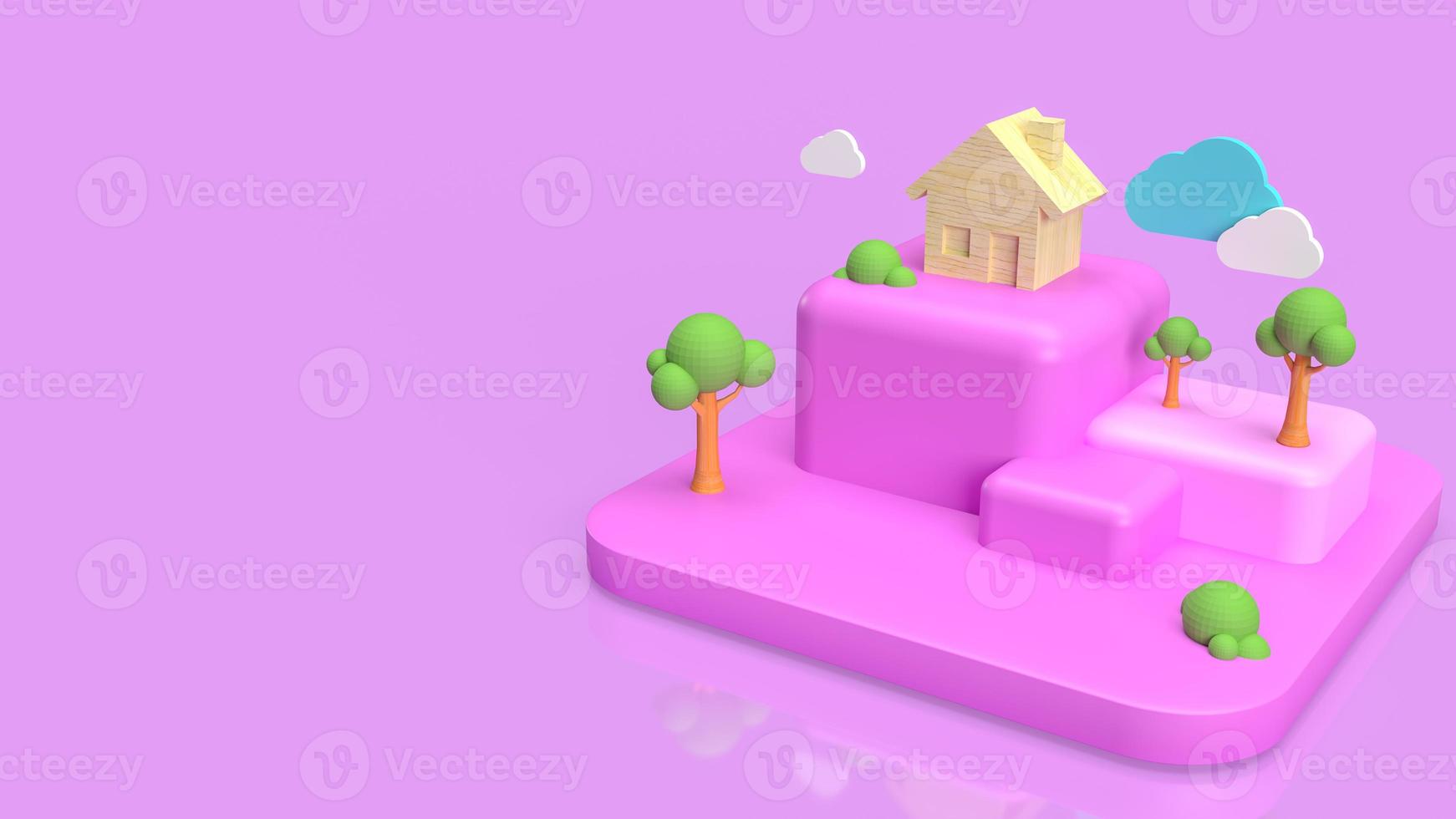 home wood  cloud  and tree for  eco or ecology concept 3d rendering photo