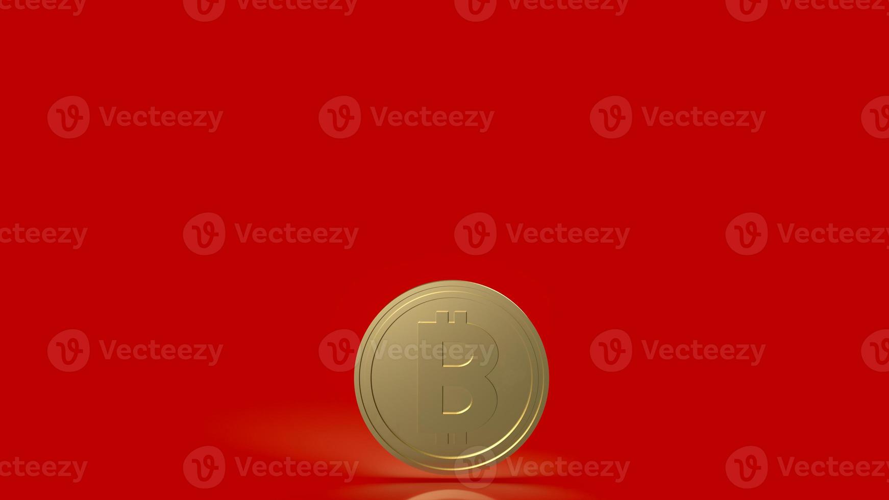 bitcoin coin on red background  for cryptocurrency or business concept 3d rendering photo