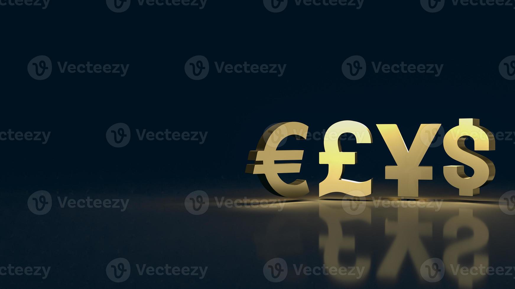 The gold money symbol on black background for business concept 3d rendering photo