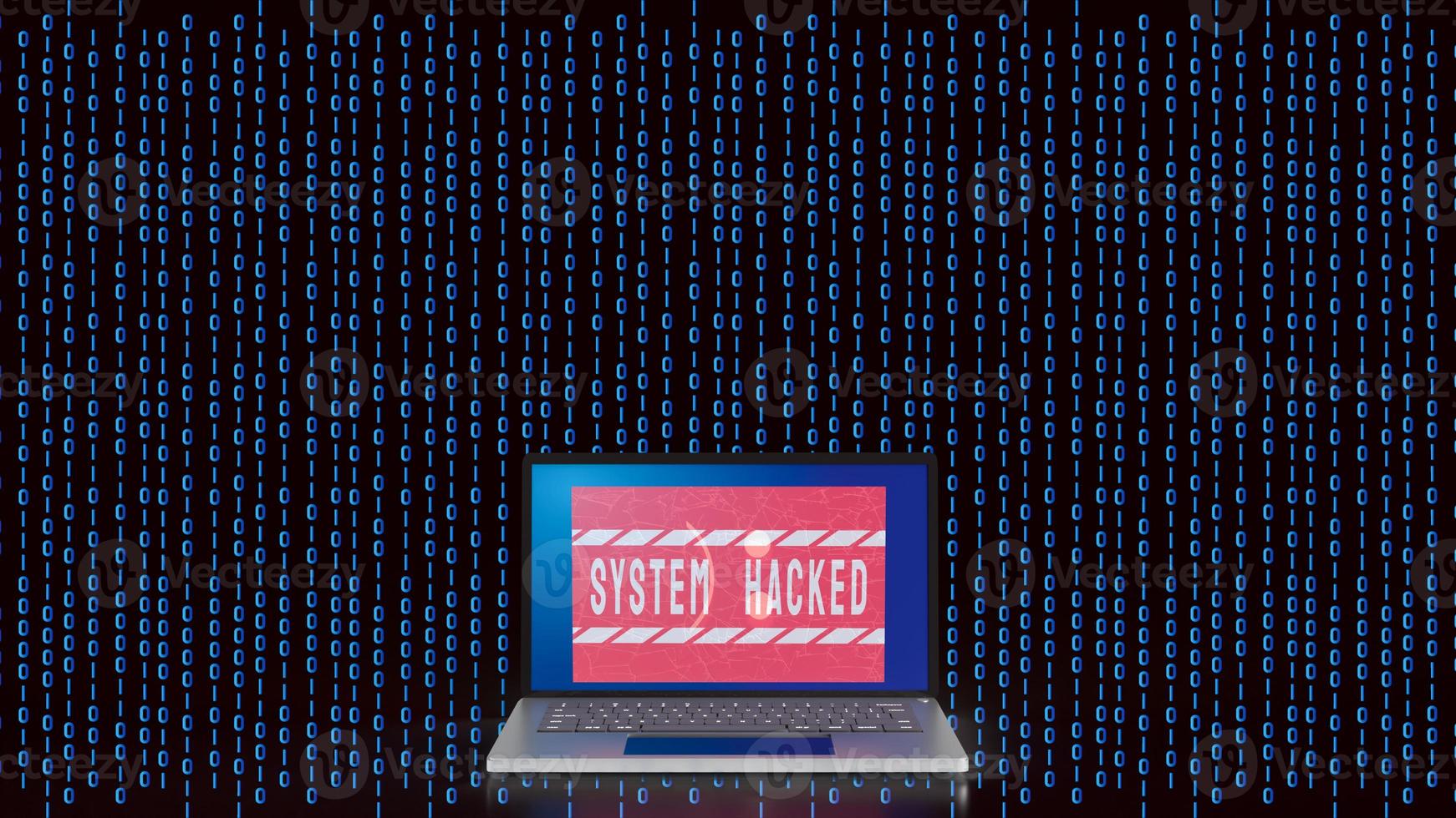 The laptop  on digital background for system hacked for technology concept 3d rendering photo