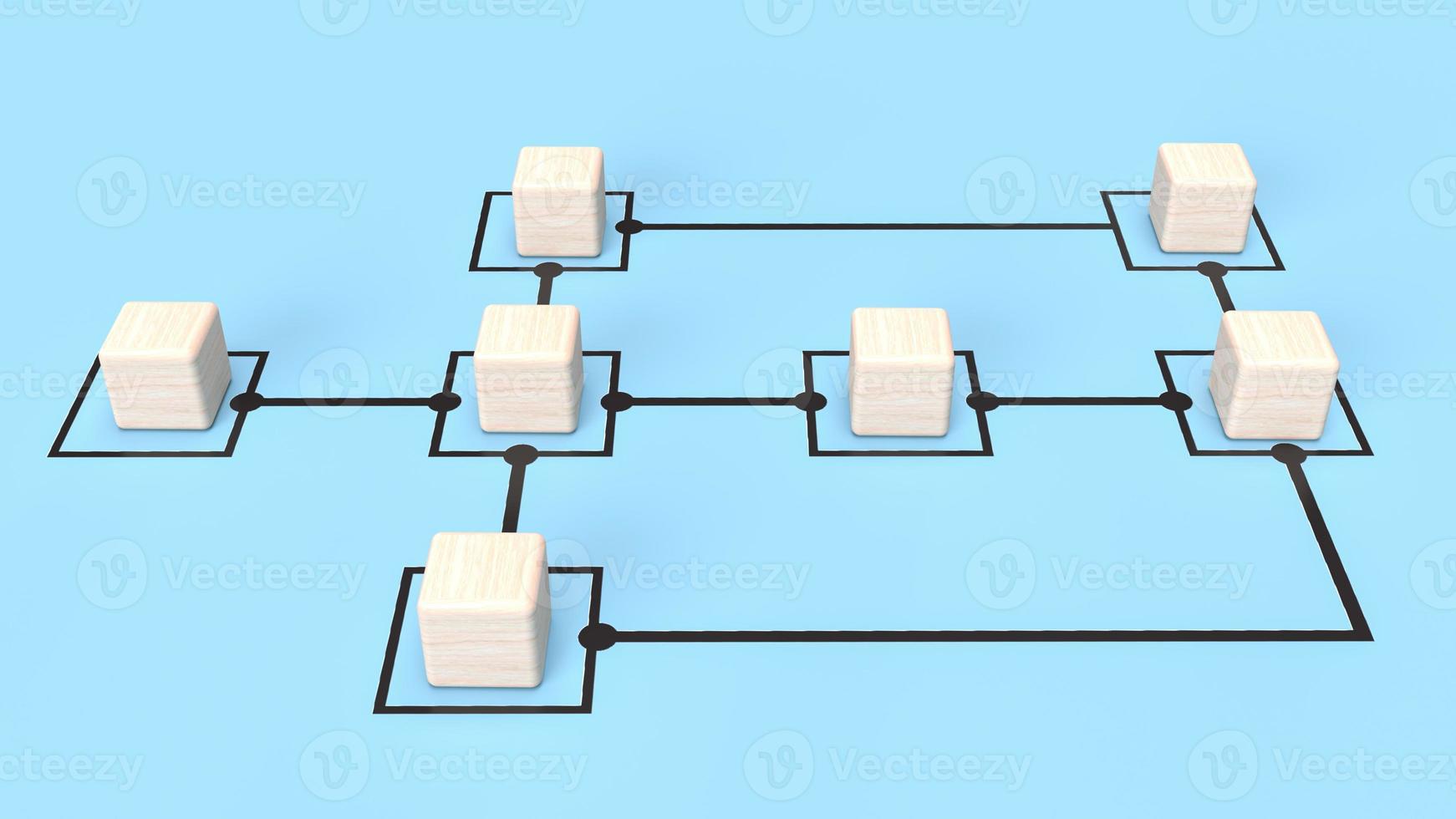 The wood cubes on chart blue background for business concept 3d rendering photo