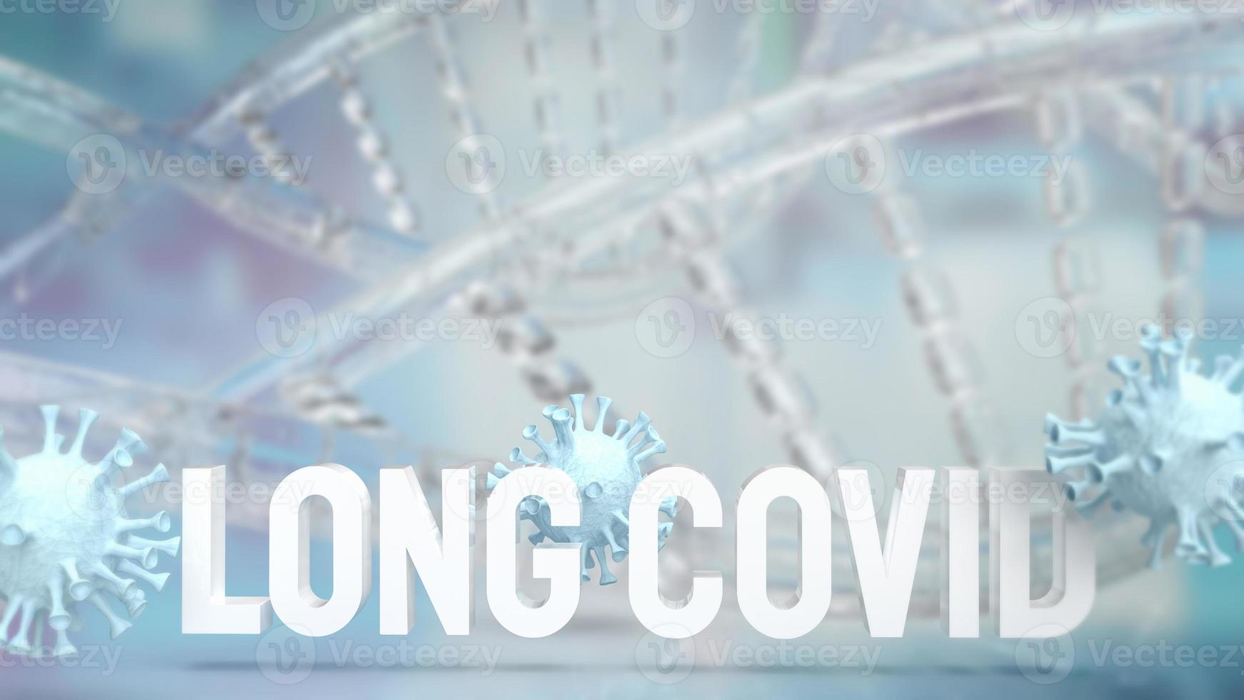 The long covid text and virus for sci or medical concept 3d rendering photo