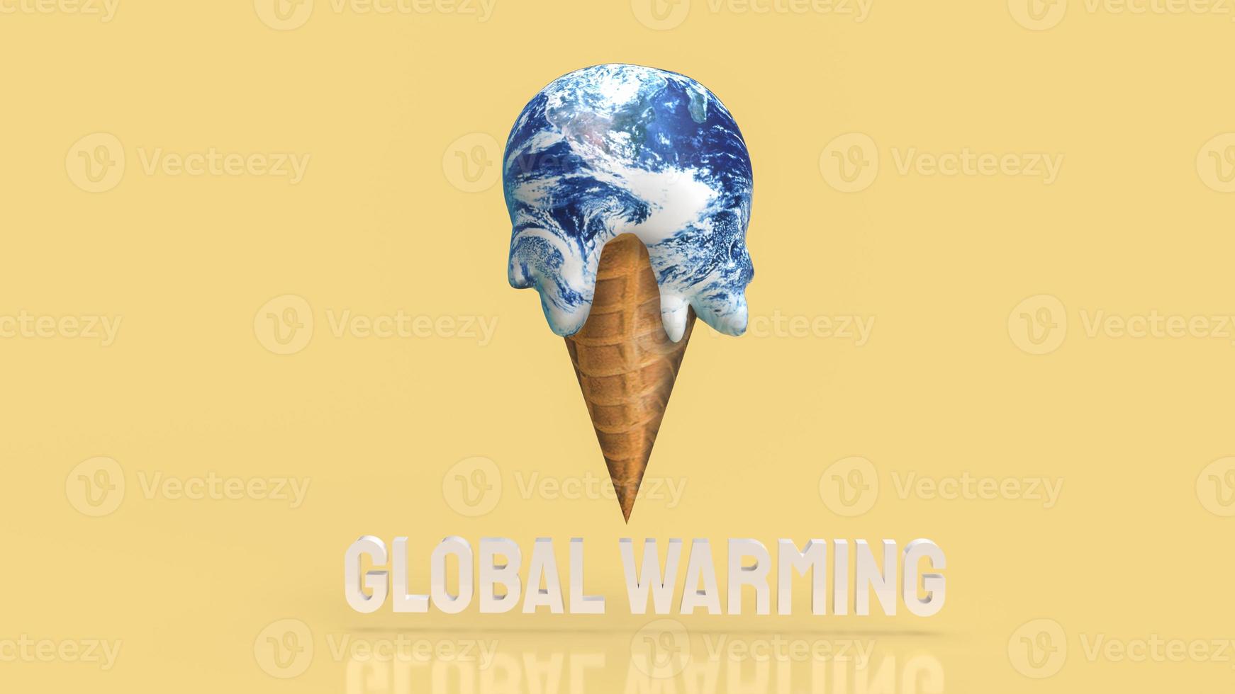 The earth ice cream melting concept for global worming 3d rendering photo