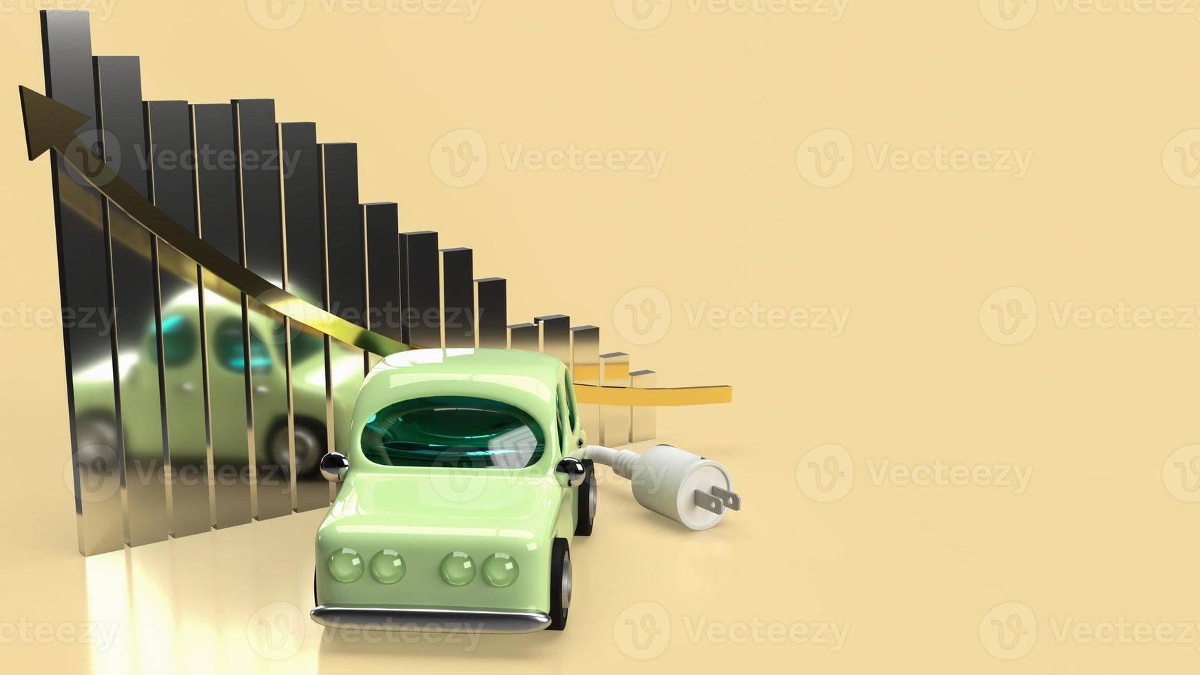 The car and electric plug on chart business for eco or automobiles system 3d rendering photo