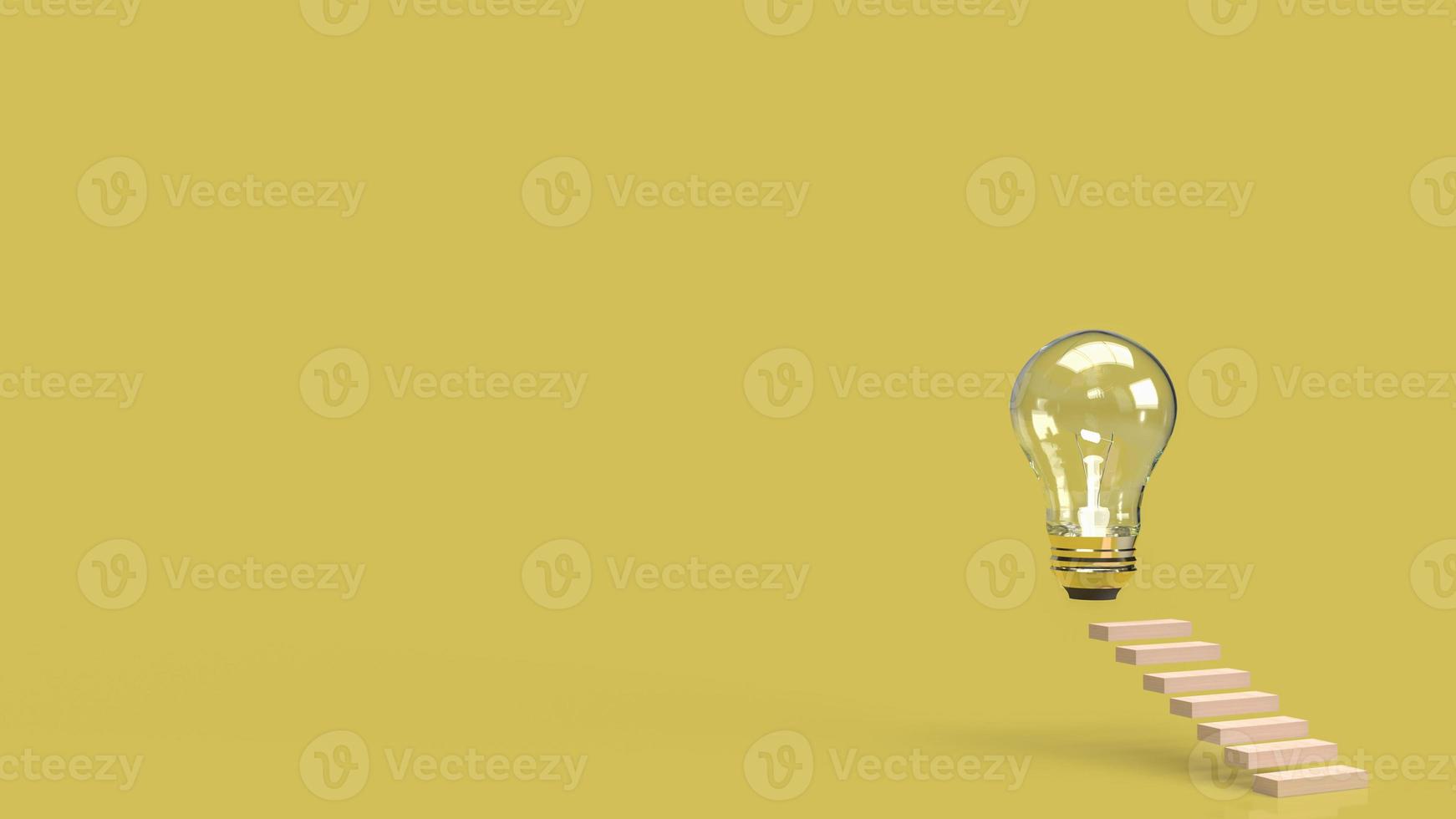 The Light bulb and staircase for idea content 3d rendering. photo