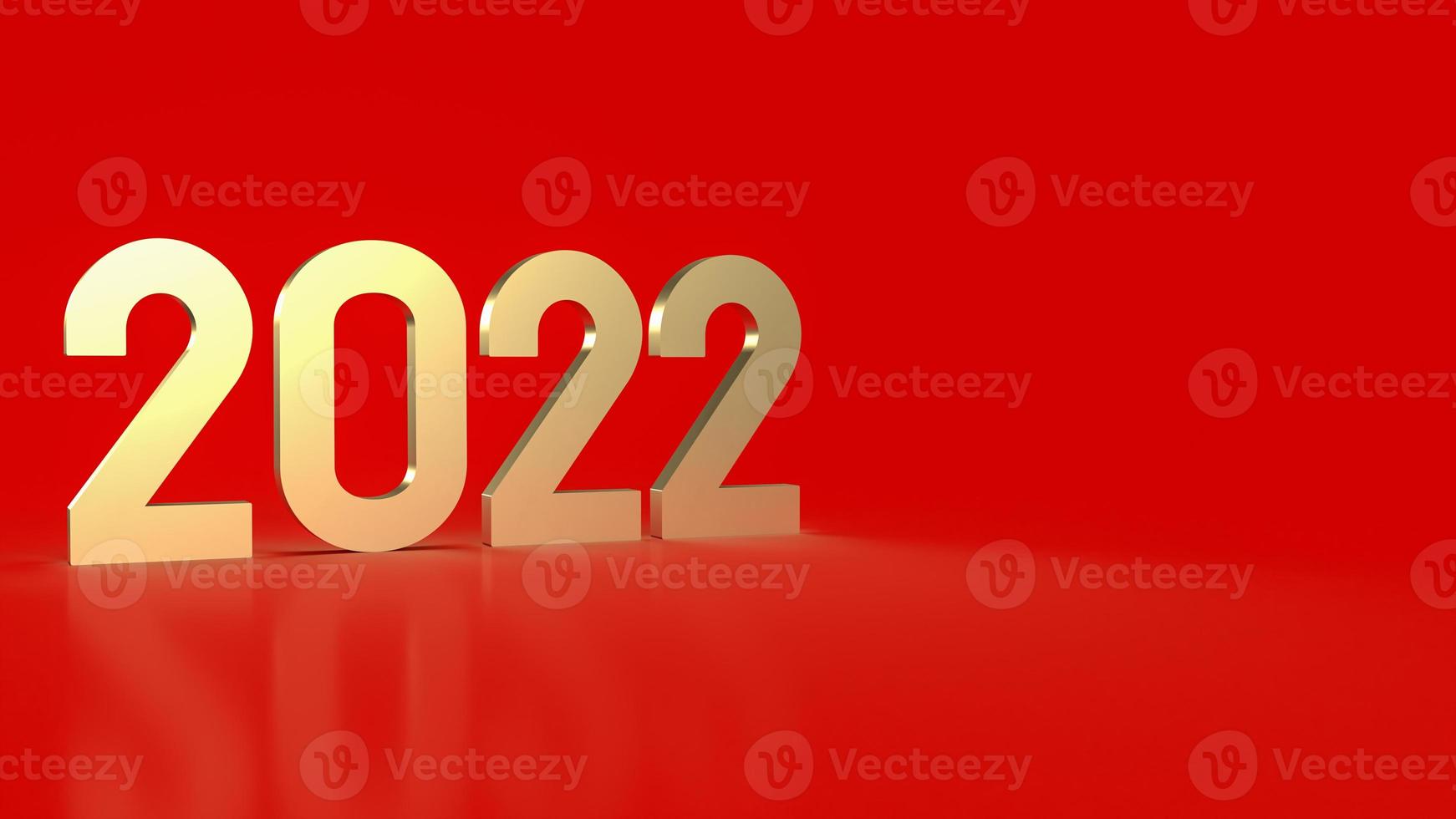 gold 2022 on red background for new year  concept 3d rendering photo
