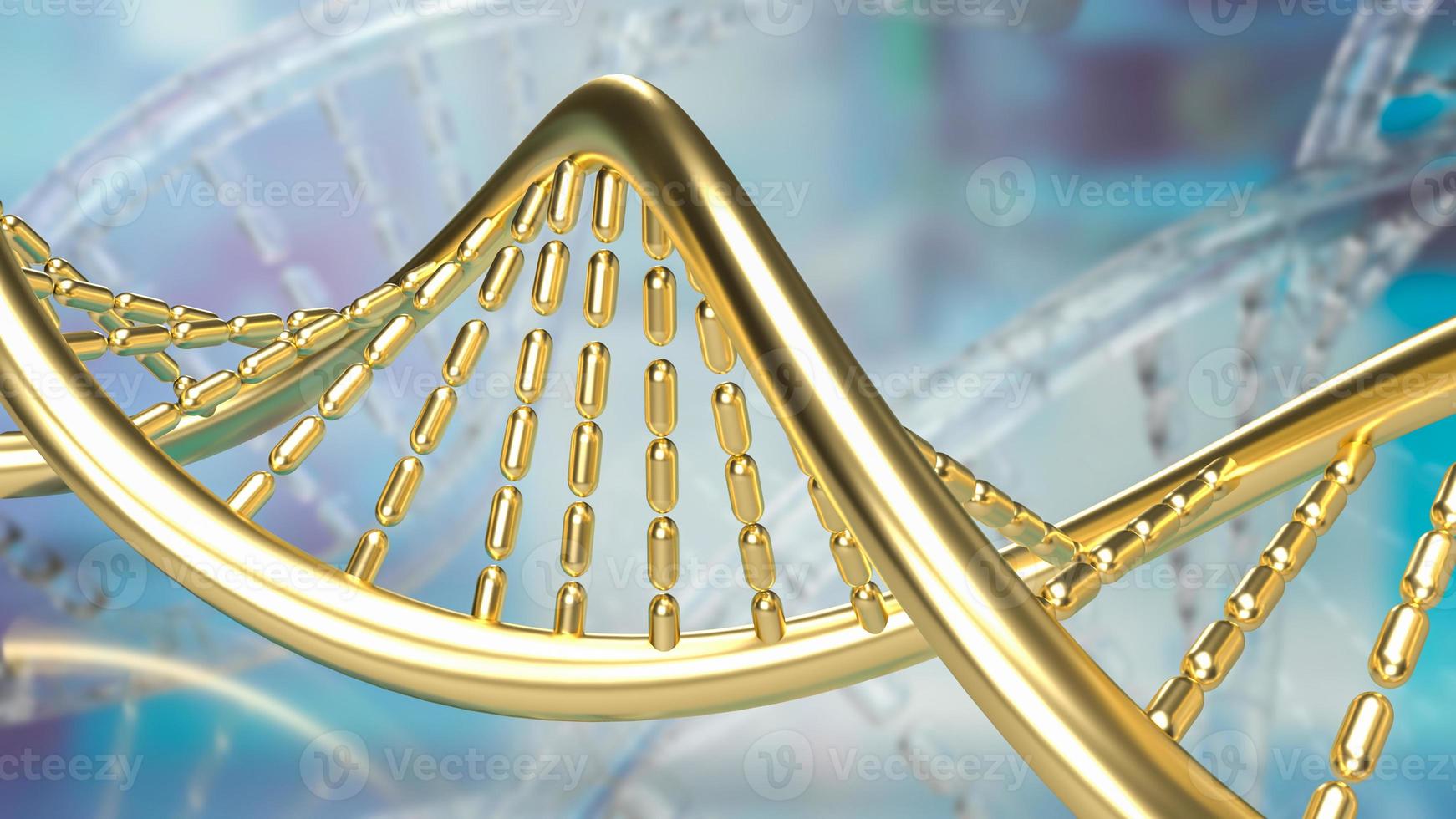 The gold dna on sci background  for medical or education concept 3d rendering photo