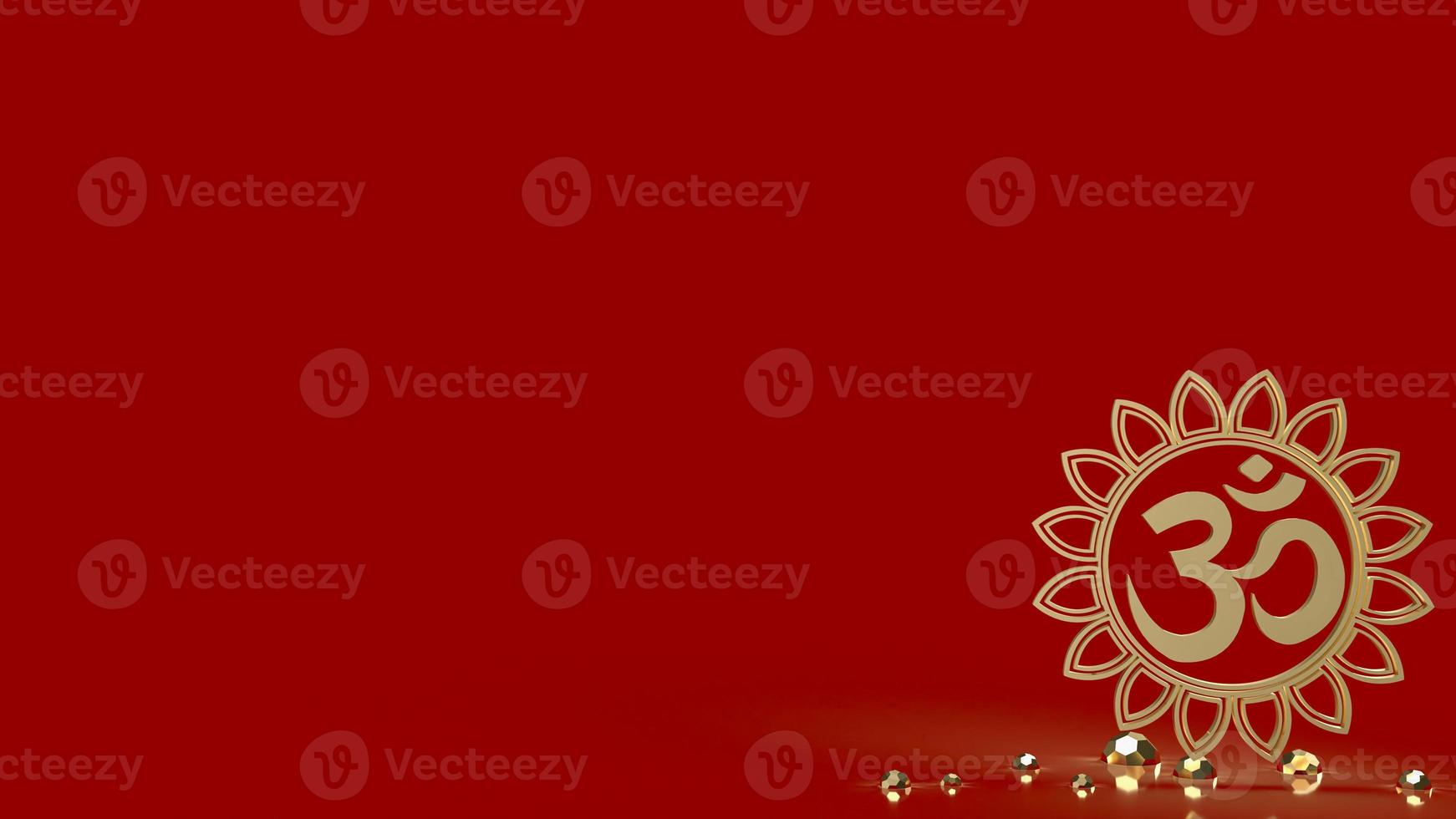 The ohm gold on red background  3d rendering photo