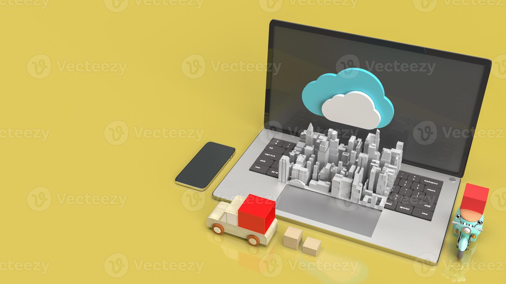 The cloud and technology equipment for CLOUD COMPUTING content 3d rendering. photo
