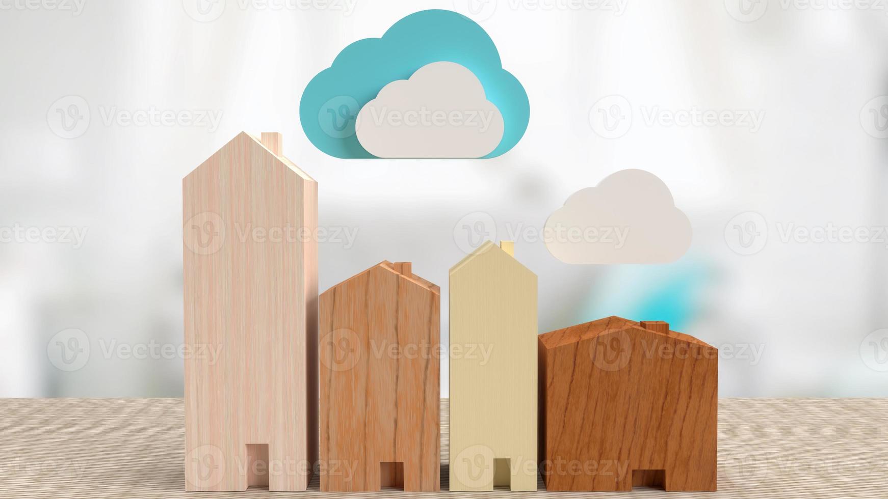 home and cloud for smart home  technology concept 3d rendering photo