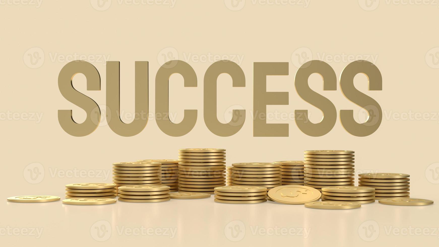 The success gold text for business content background 3d rendering photo