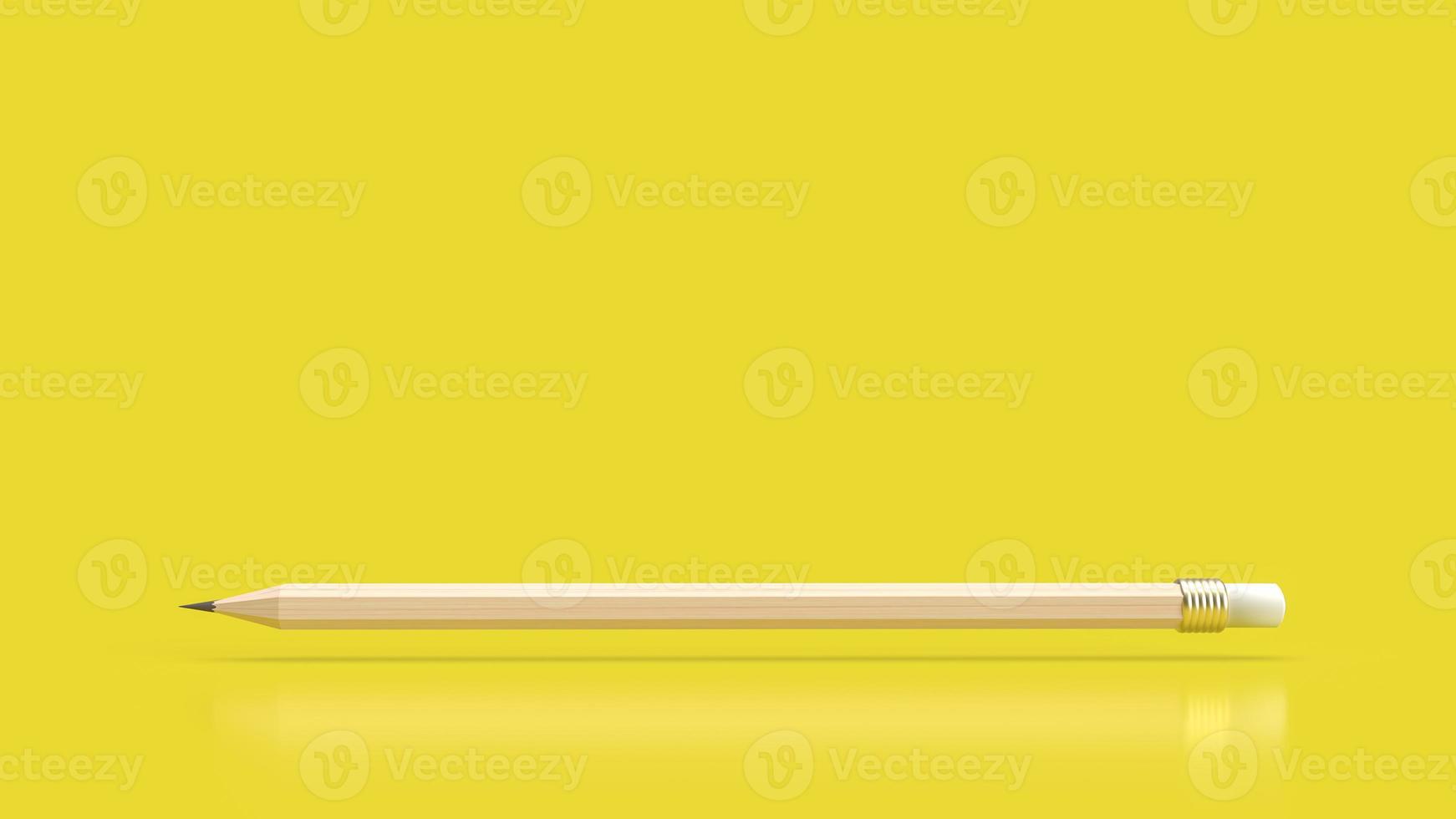 pencil on yellow background for education or creative  concept 3d rendering photo