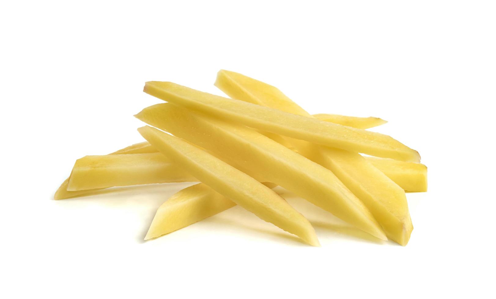 stick potatoes isolated on white background photo