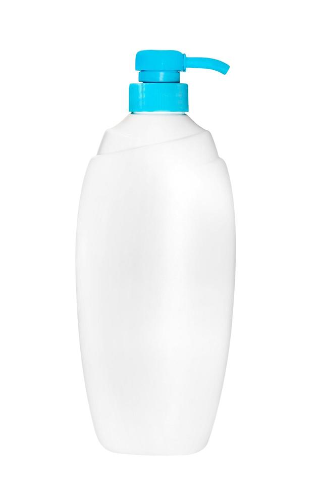 bomba de botella de plástico aislada en fondo blanco, incluye trazado de recorte foto