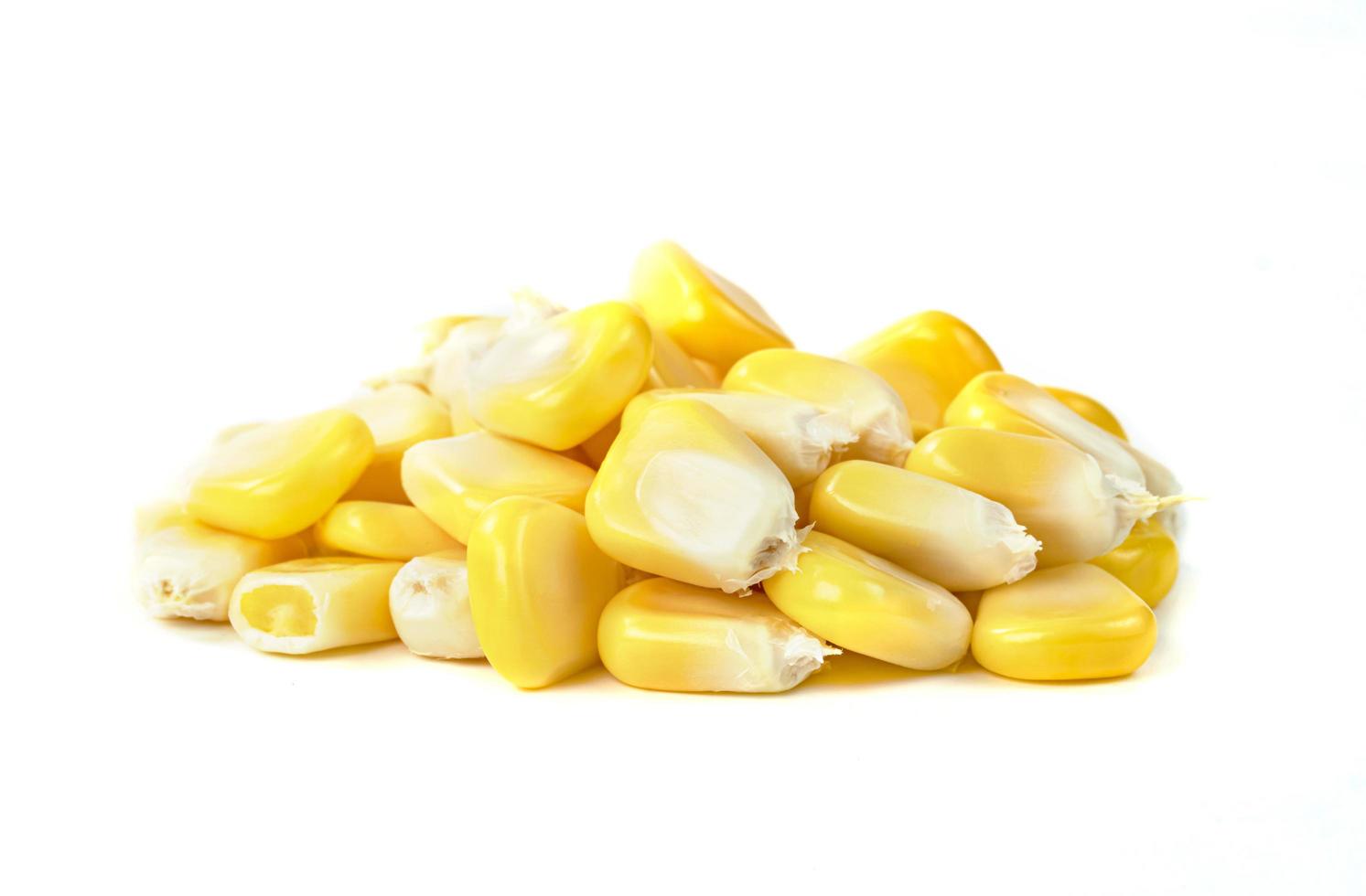 Corn kernels isolated on white background photo