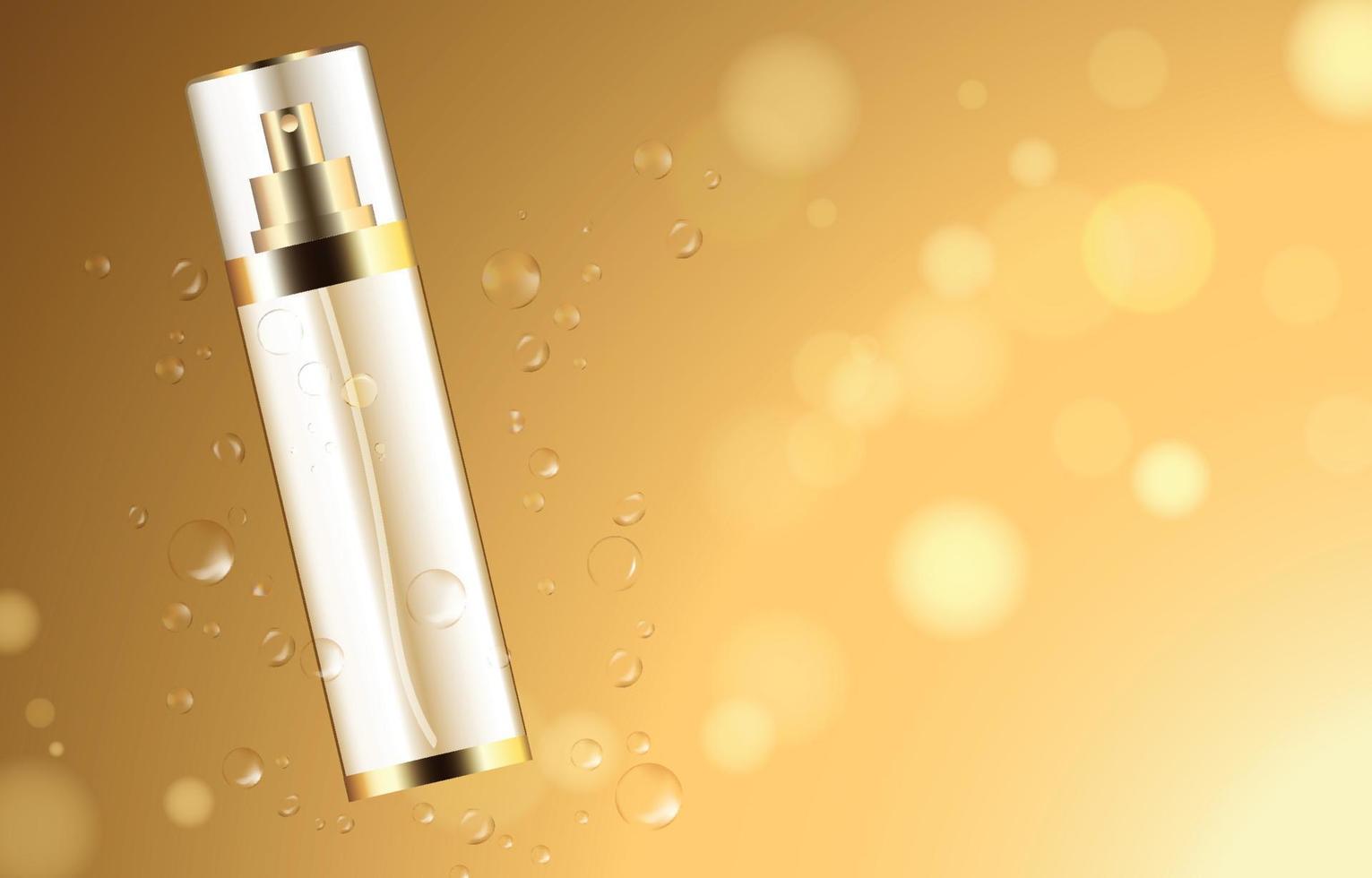 maqueta cosmética de belleza de tema dorado vector