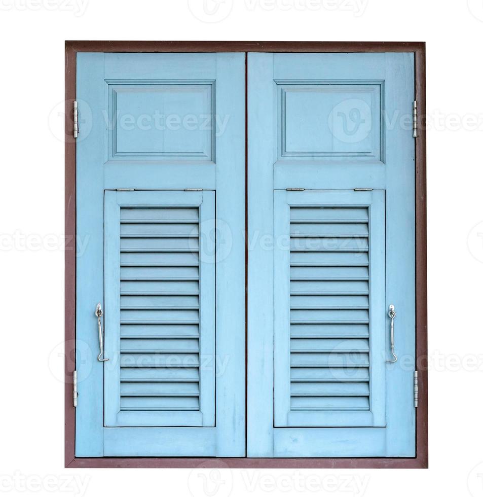 blue wooden window isolated on white background ,include clipping path photo