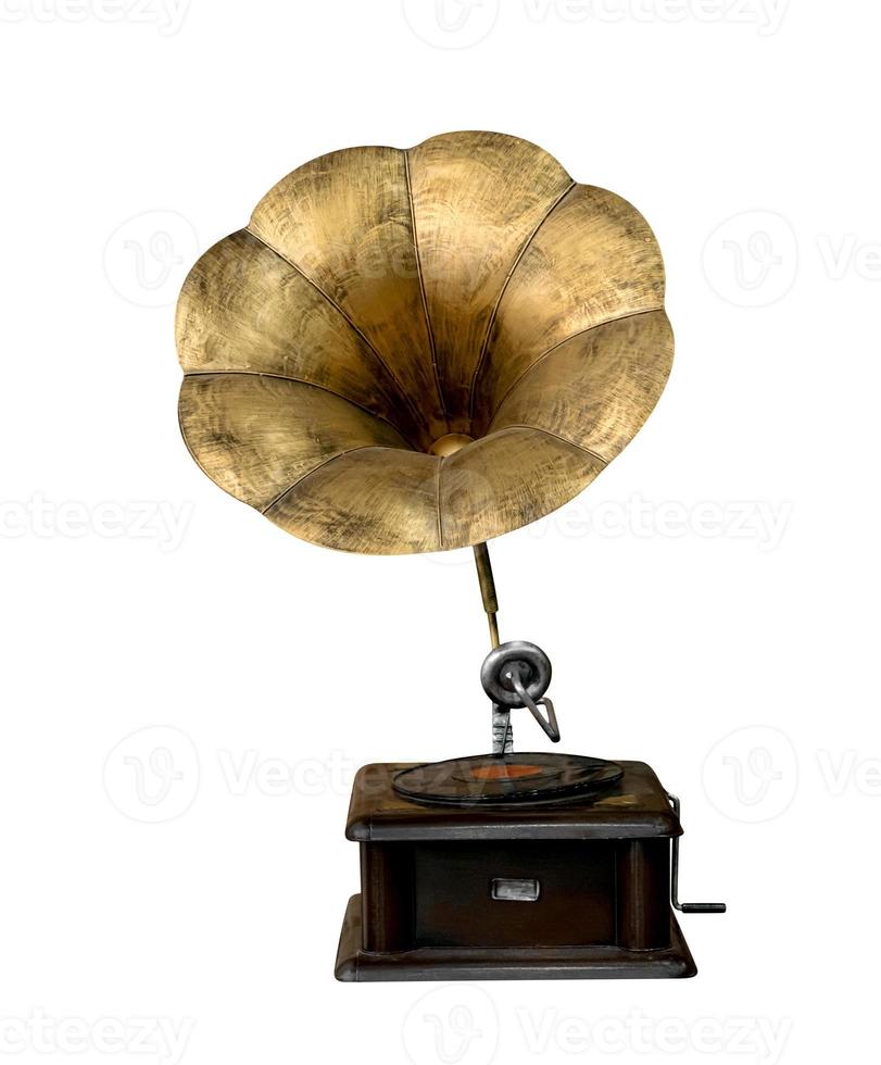 record players or bronze phonograph isolated on white background ,include clipping path photo