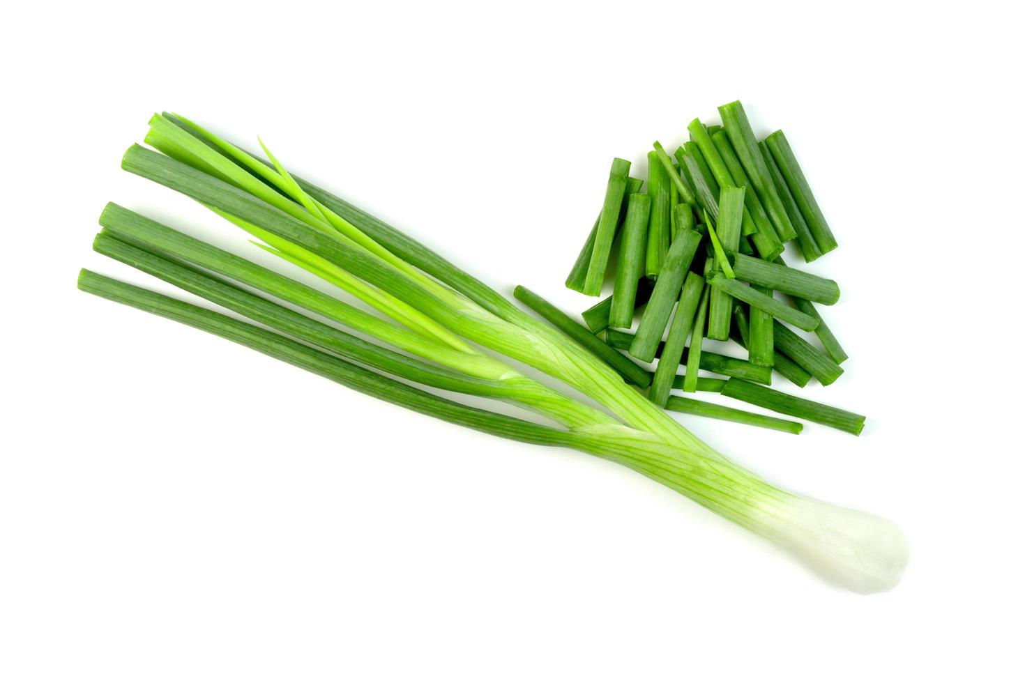 leaf spring onion isolated on white background ,Green leaves pattern photo