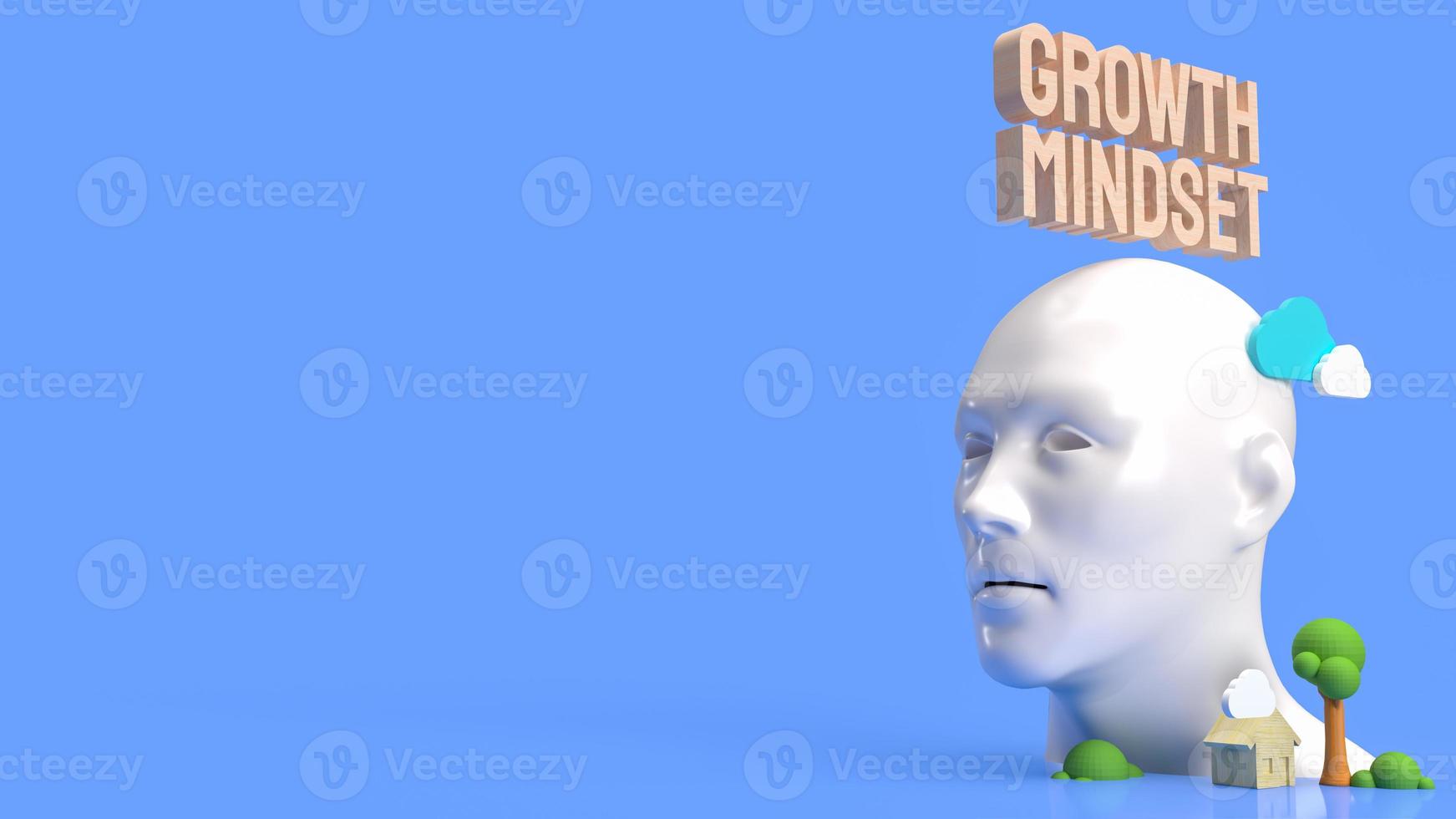 The  head and wood text for growth mindset concept 3d rendering photo