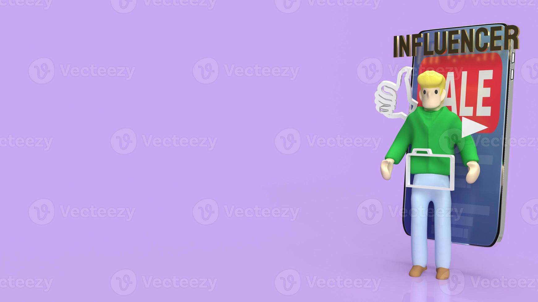 The man and icon media for influencer concept 3d rendering photo