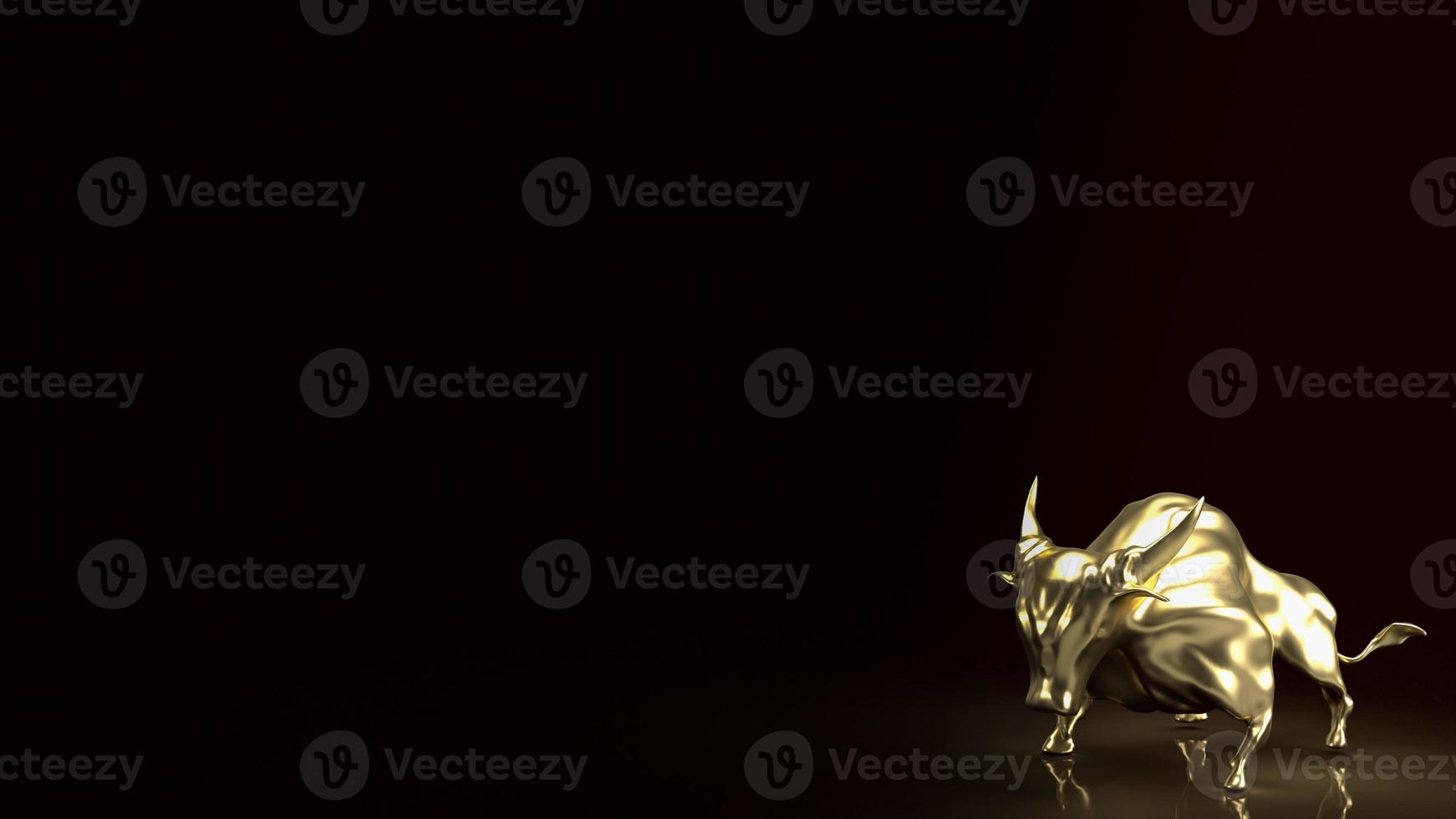 The gold bull on black background for business concept 3d rendering photo