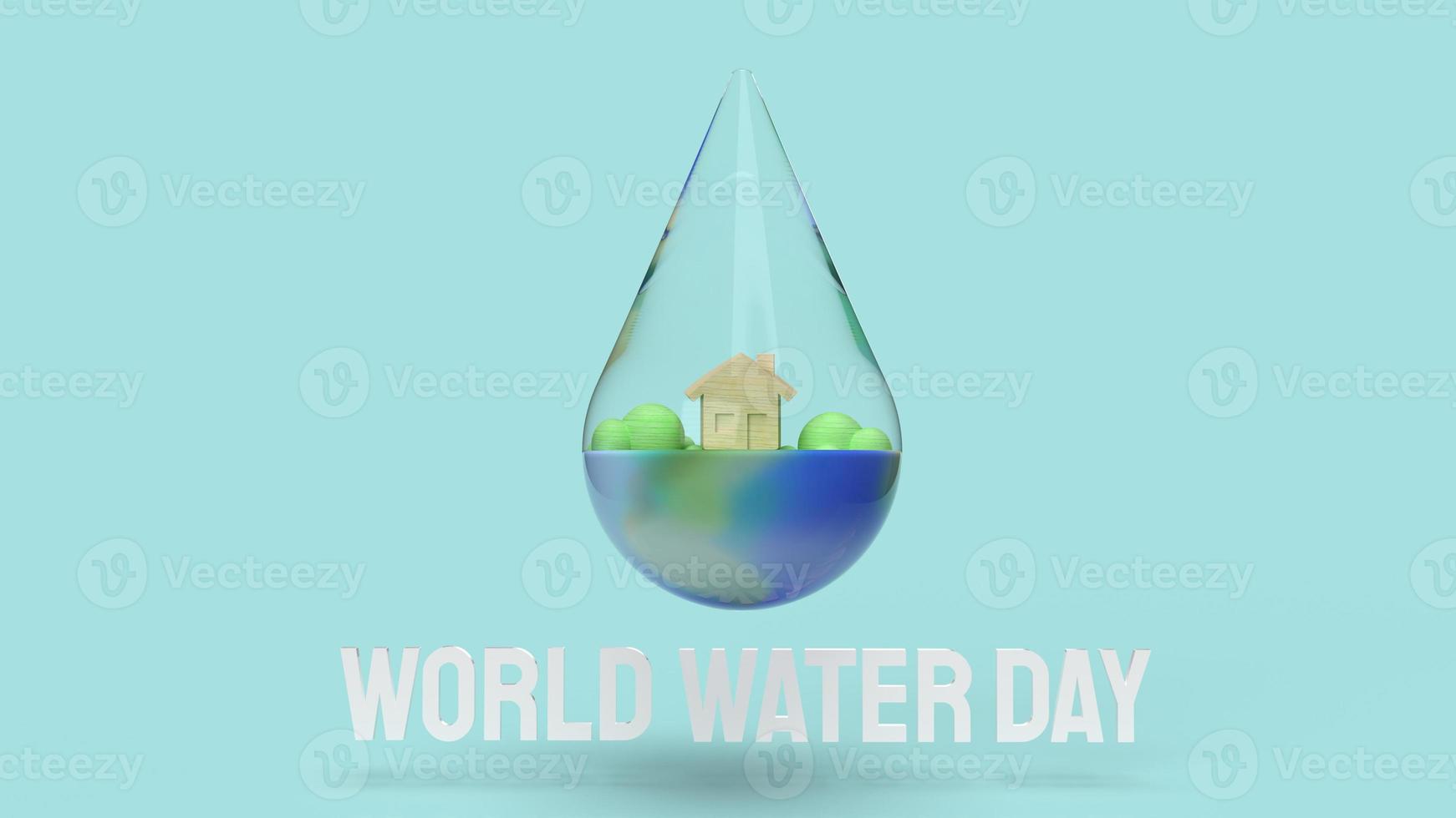 The water drop for world water day for holiday content  3d rendering. photo