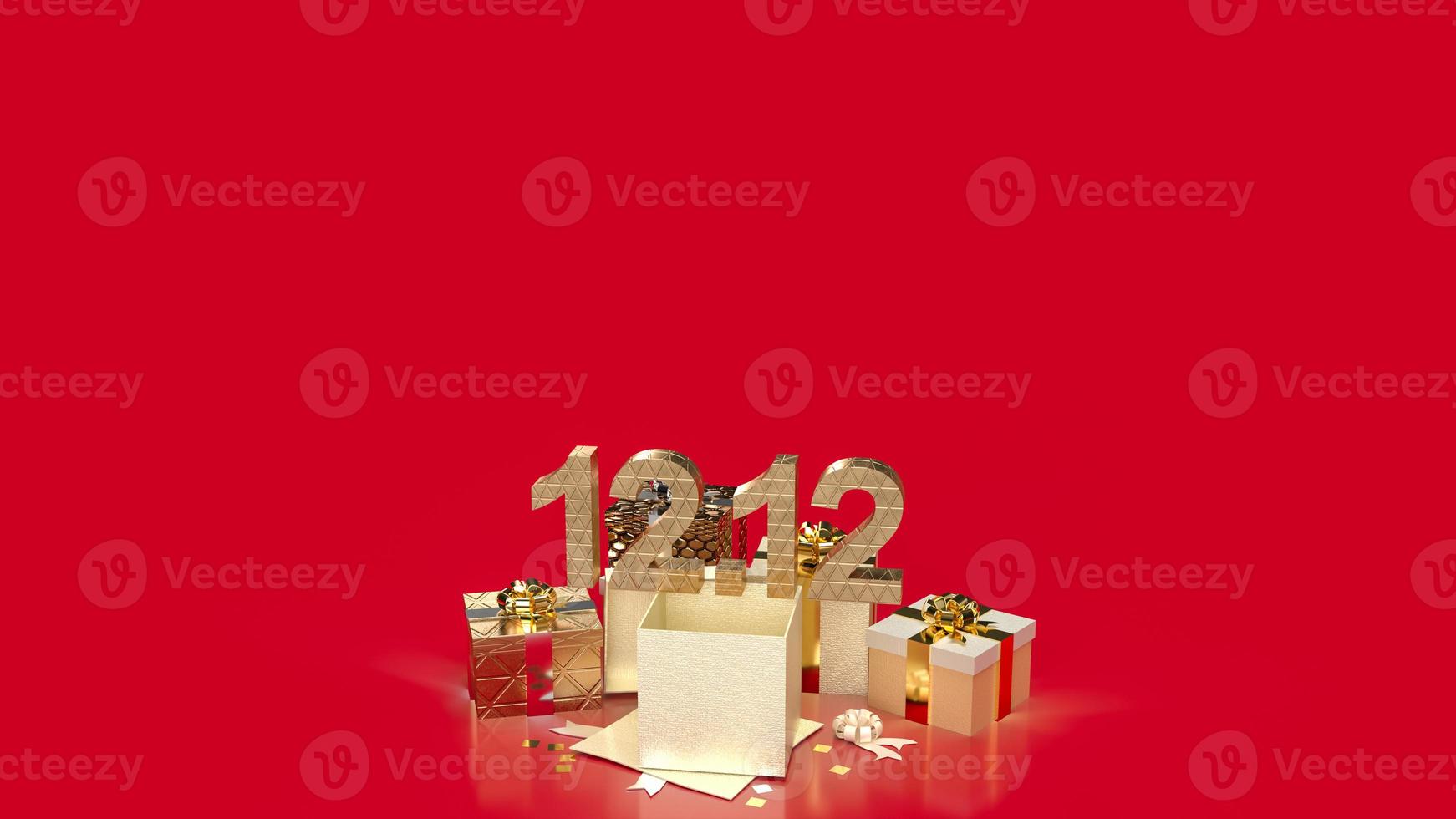 The gold number 12.12  and gift boxes for sale promotion concept 3d rendering photo