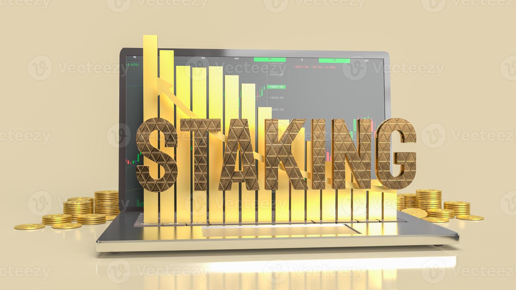 staking text on notebook for currency or business concept 3d rendering photo