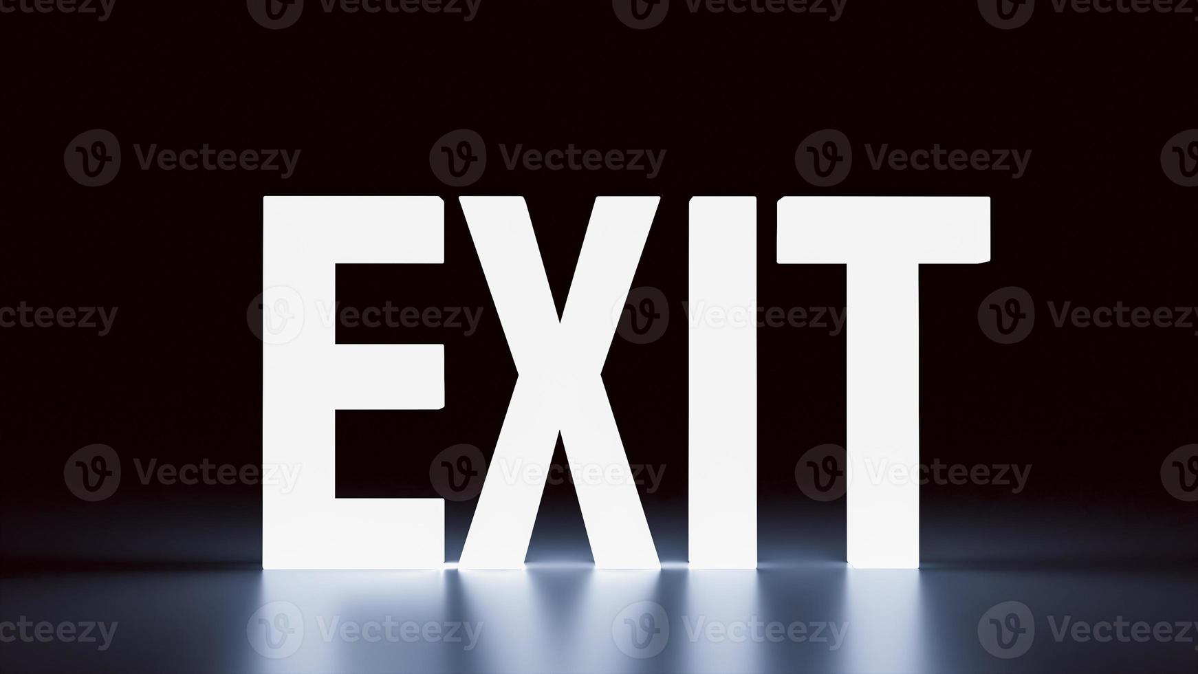 exit word glow in the dark for business or abstract  concept 3d rendering photo