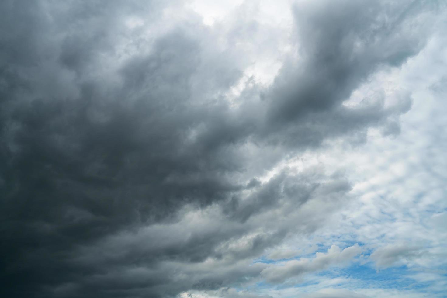 Rain clouds and black sky textured background photo